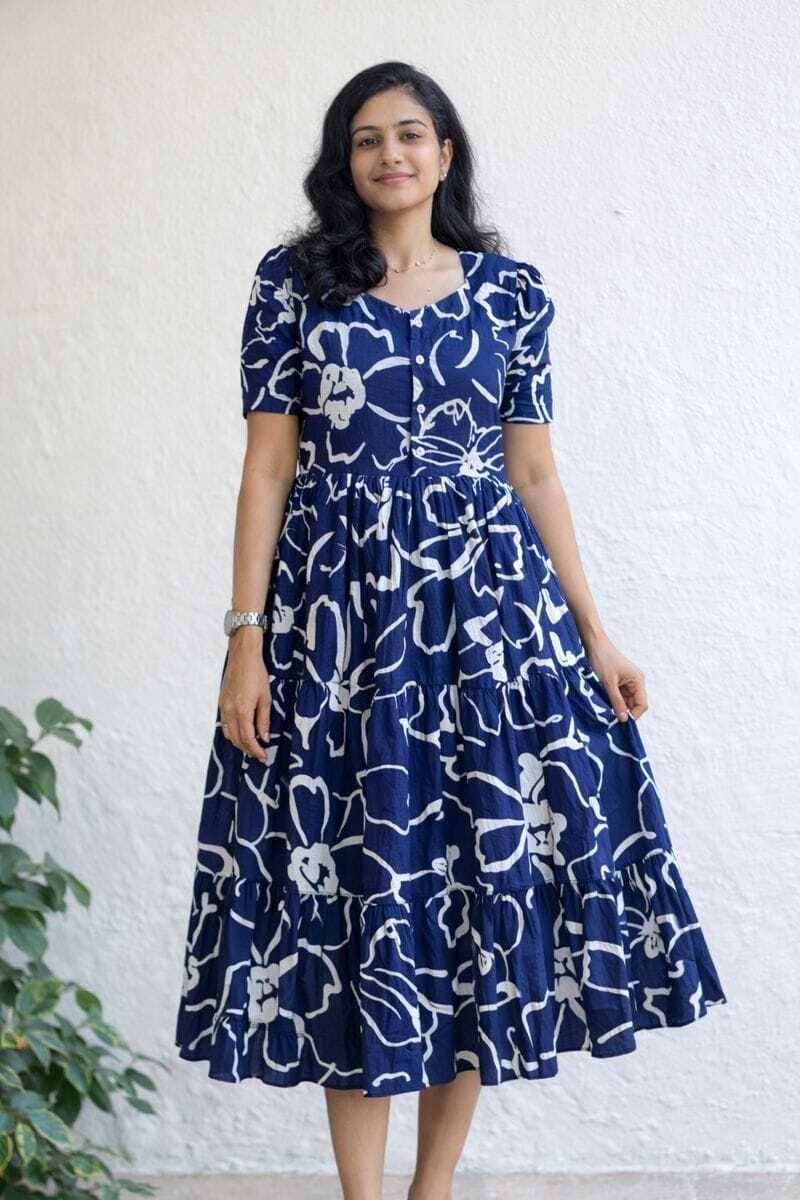 LAKHDATAR ETHNICWEAR Women A-line Blue Ankle Length Dress