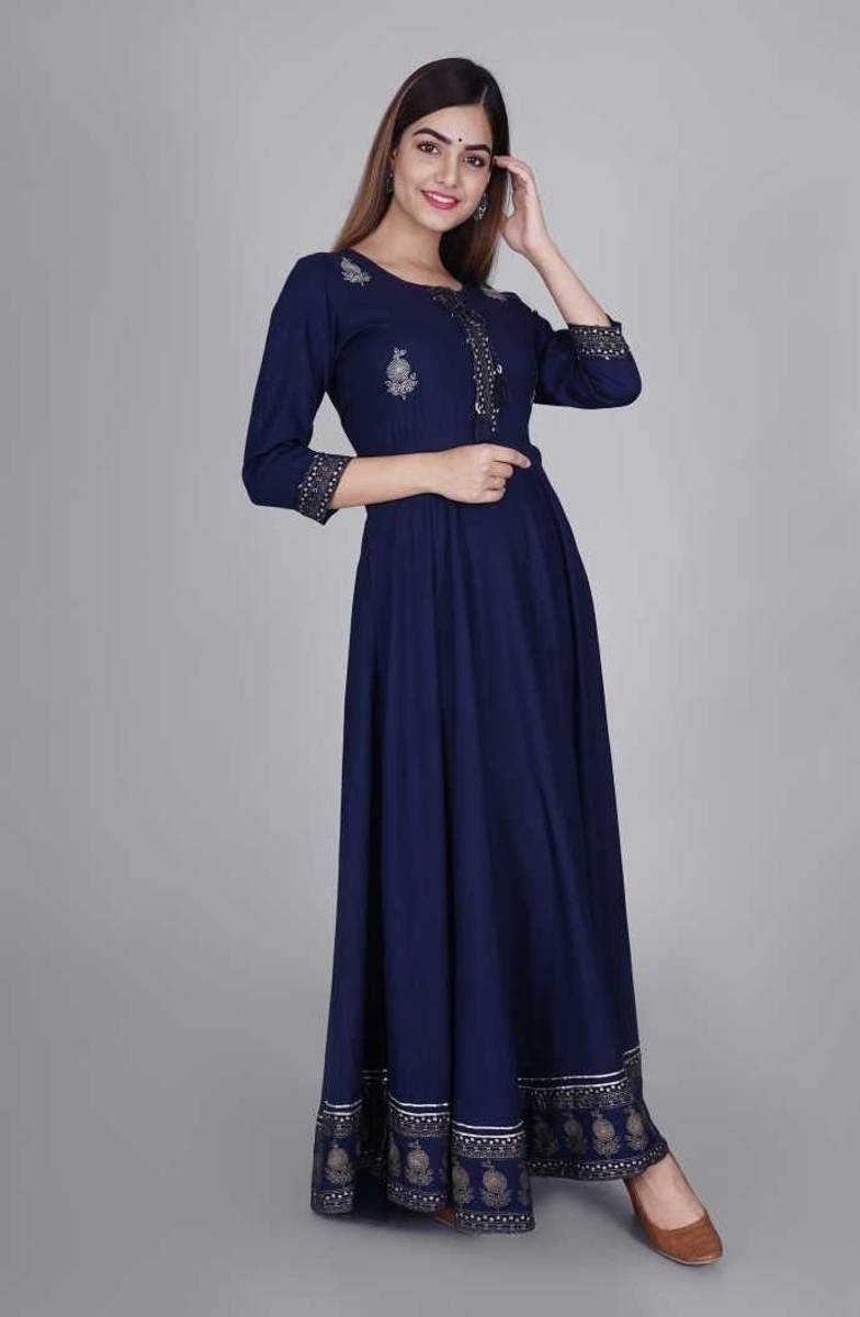 Rayon Kurtiwalas Women Printed Anarkali Kurta — photo 3