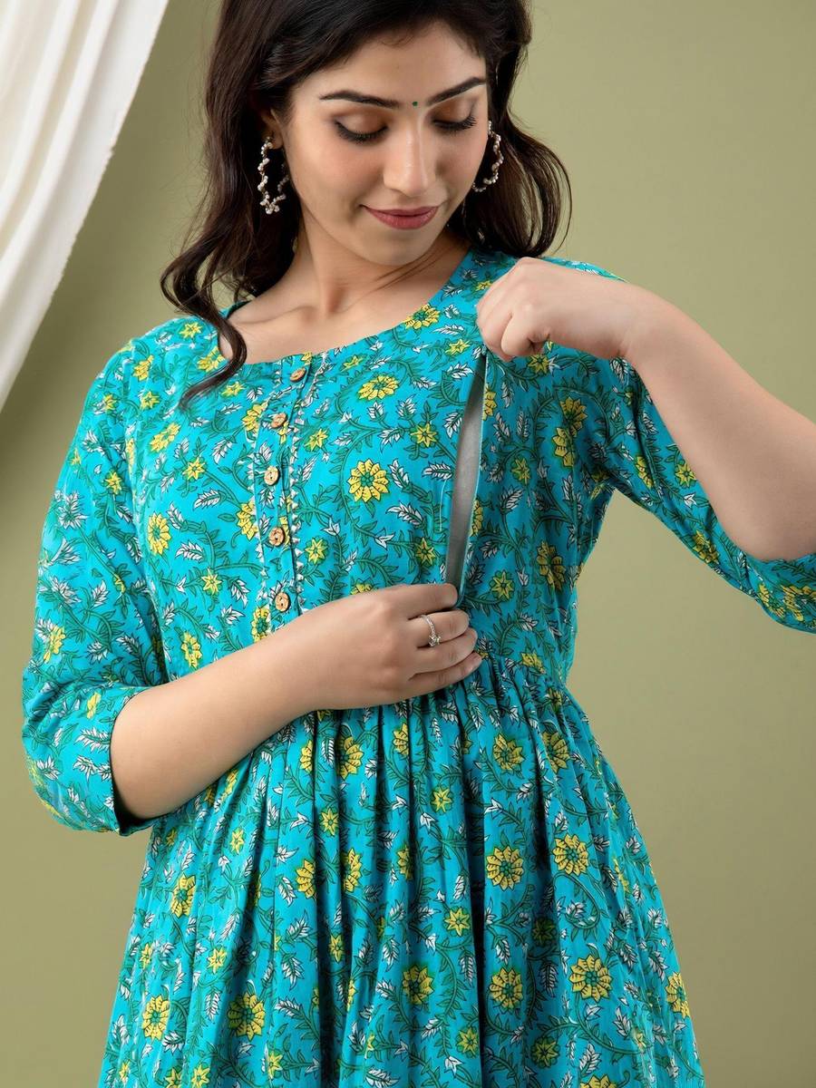 Cotnon Women Printed Anarkali Kurta