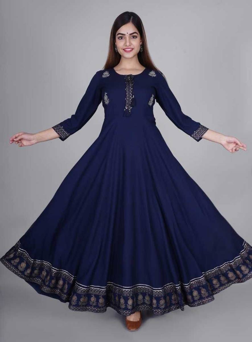 Rayon Kurtiwalas Women Printed Anarkali Kurta