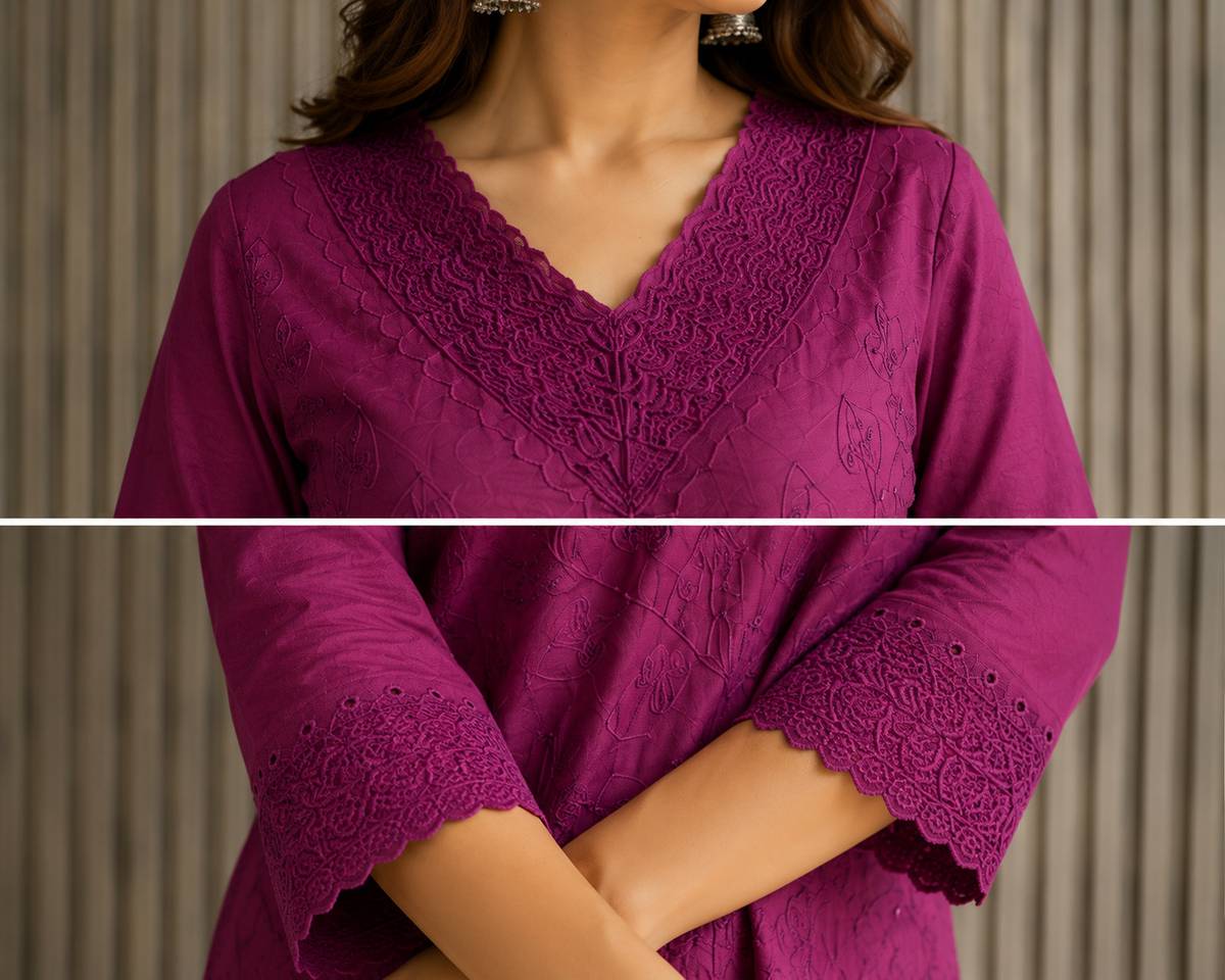 Women Embroidered Asymmetric Kurta — photo 3