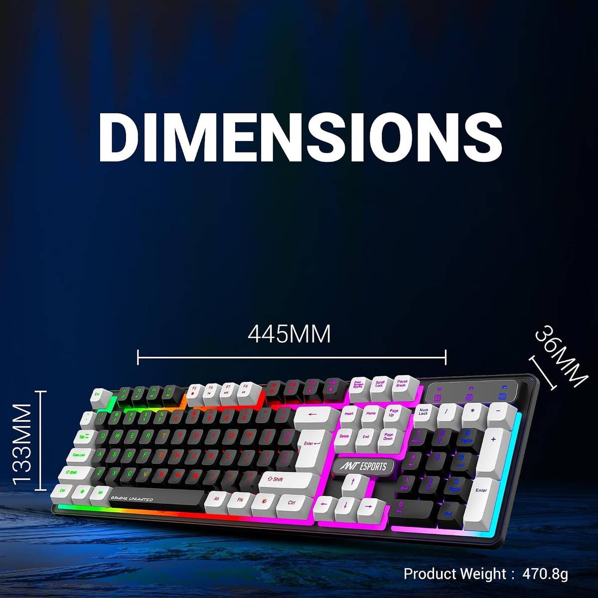 Antesports MK1450 Pro Backlit Membrane Wired Gaming Keyboard with Mixed Colour Lighting — photo 3