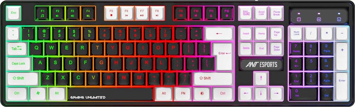 Antesports MK1450 Pro Backlit Membrane Wired Gaming Keyboard with Mixed Colour Lighting