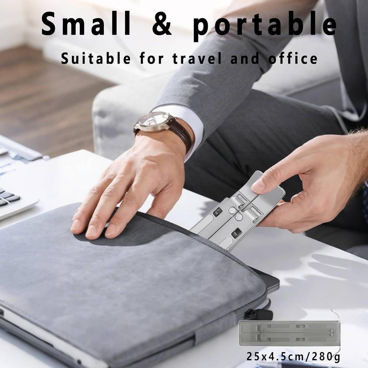 HRMEnterprise16 FlexiLift Pro Adjustable Aluminium Foldable Ergonomic Laptop Stand Laptop Stand Aluminium Laptop Stand with Adjustable Height Compatible with 26 - 35 cm Laptops — photo 5