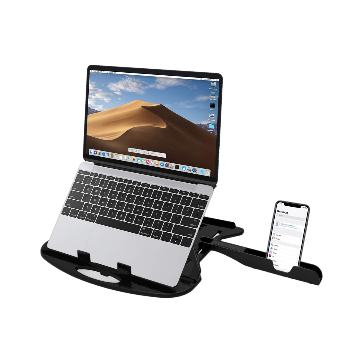 STRIFF Adjustable Laptop Stand, Ventilated, Portable, Foldable with Phone Stand Plastic Rotatable Laptop Stand with Adjustable Height Compatible with Universal Laptops