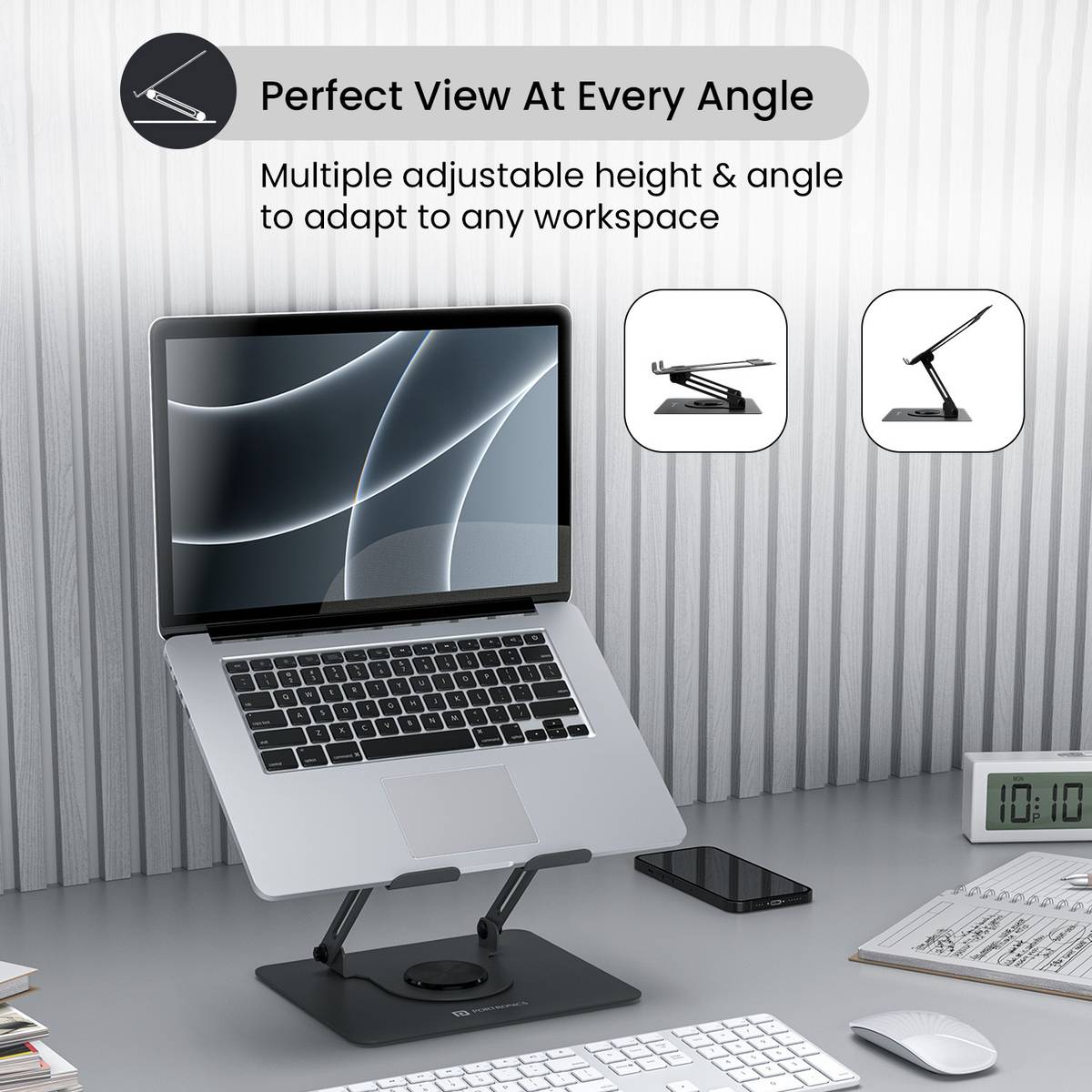 Portronics My Buddy K11 Laptop Stand, 360° Rotation, Adjustable & Foldable, Metal Body POR-2202 Steel Desk Stand Rotatable Laptop Stand with Adjustable Height Compatible with Universal Laptops — photo 3