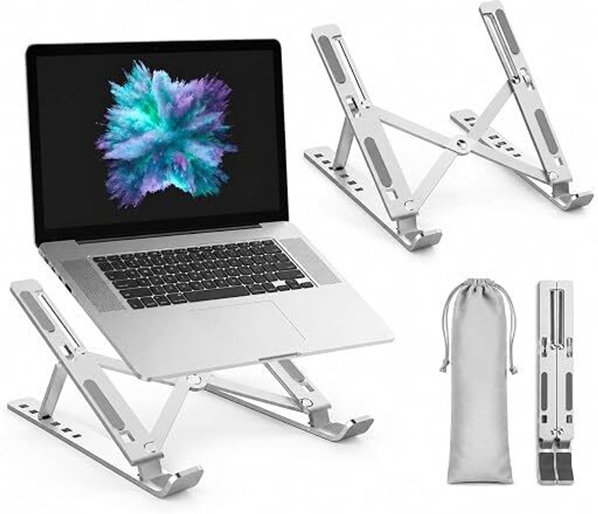 TRYLA Laptop Stand for Desk |Ventilated Laptop Holder for Office, Home, Study & Aluminium Rotatable Laptop Stand with Adjustable Height Compatible with Universal Laptops
