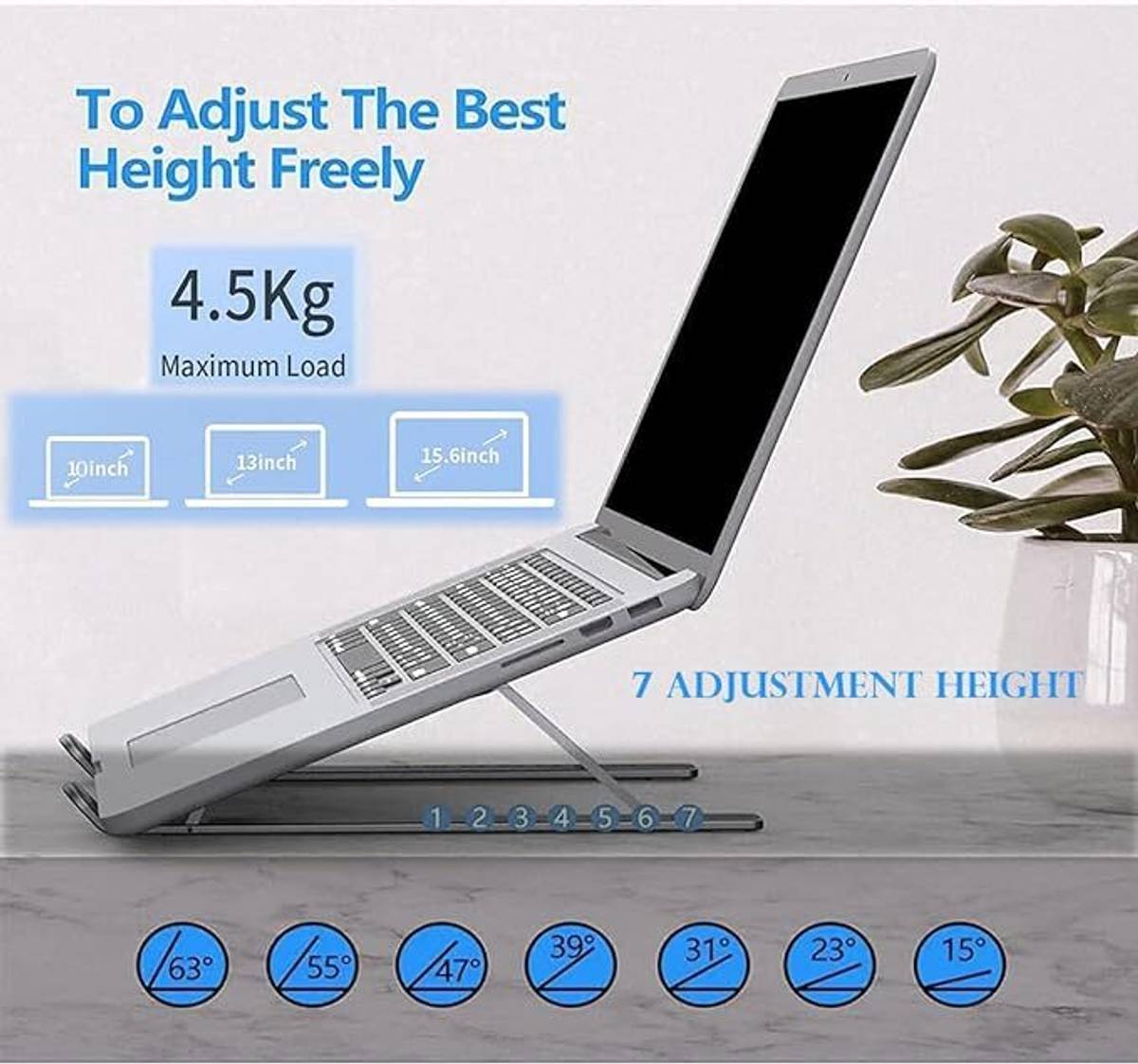 Flipkart SmartBuy Stainless Steel Laptop Stand Adjustable and Foldable Aluminium Rotatable Laptop Stand with Adjustable Height Compatible with Universal Laptops — photo 2