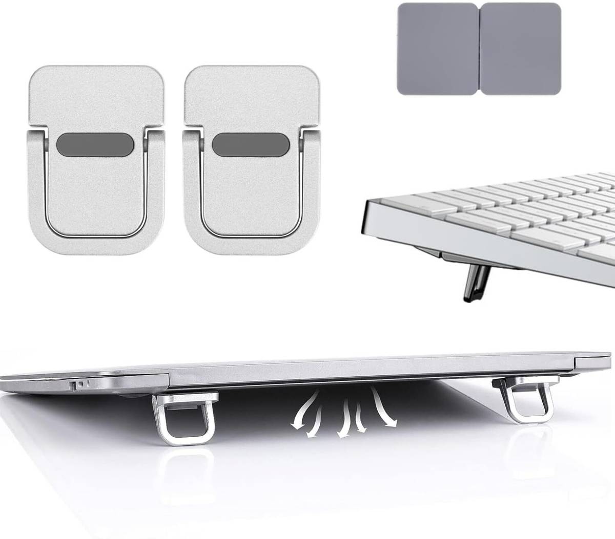 Compatible with MacBook, Dell, HP, Lenovo, Asus, Acer & More 2PCS Invisible Metal Laptop Stand for Desk | Portable Mini Laptop Keyboard Riser Carbon Steel Rotatable Laptop Stand Compatible with Universal Laptops