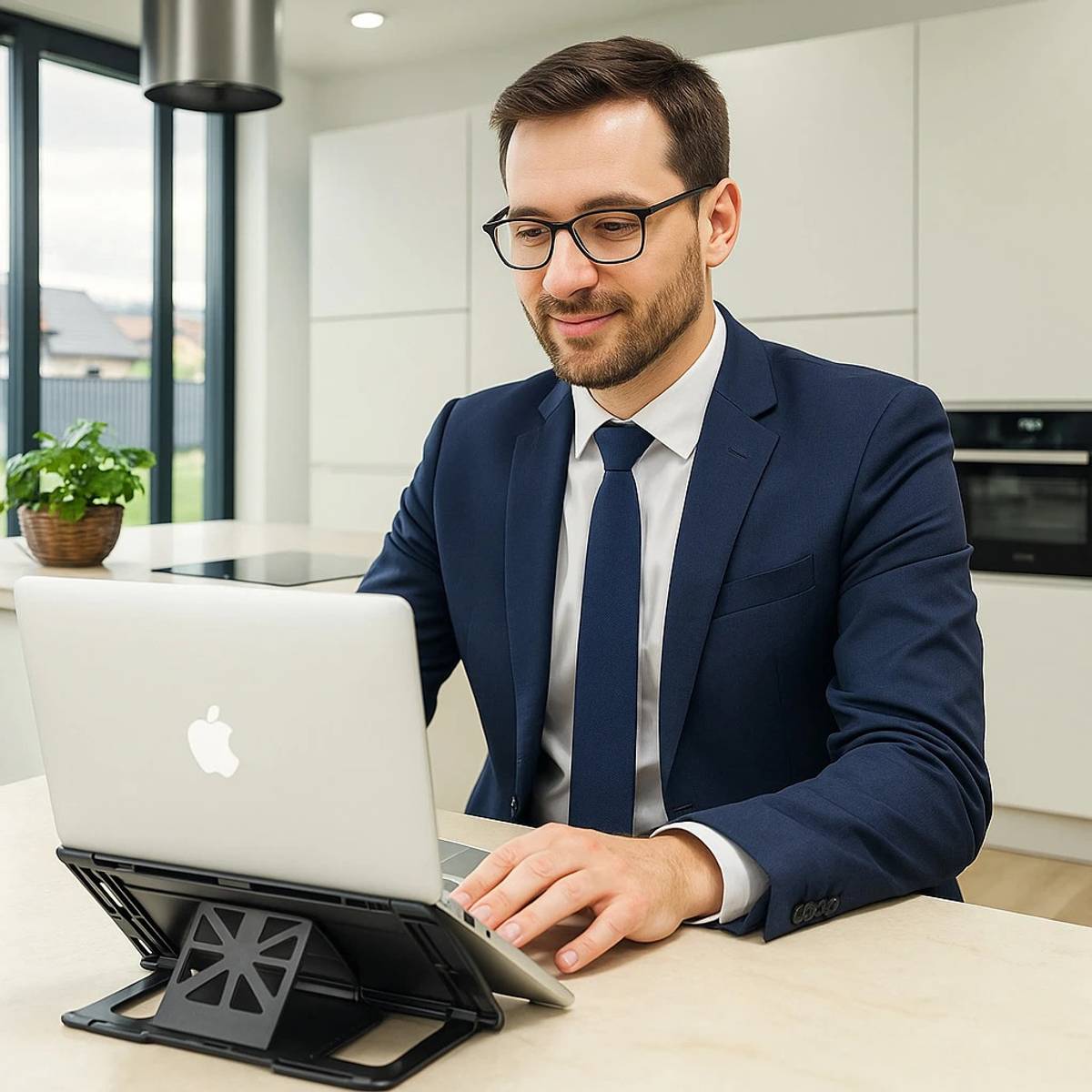 2-in-1 Laptop and Mobile Stand Foldable, Adjustable, Ventilated, Anti-Slip, Heat Dissipation, Portable, Lightweight, Compatible with All Laptops Up to 15.6" Polypropylene Laptop Stand with Adjustable Height Compatible with Universal Laptops — photo 5
