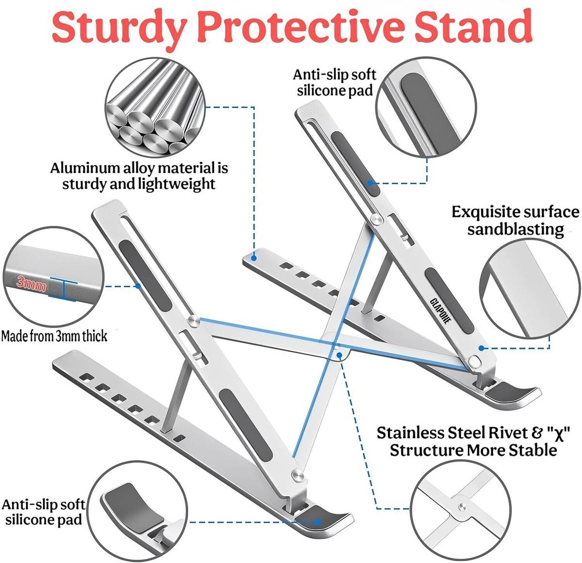 Laptop Stand metal for Desktop & Adjustable Compatible with Universal Laptops Laptop Stand Aluminium Laptop Stand with Adjustable Height — photo 5