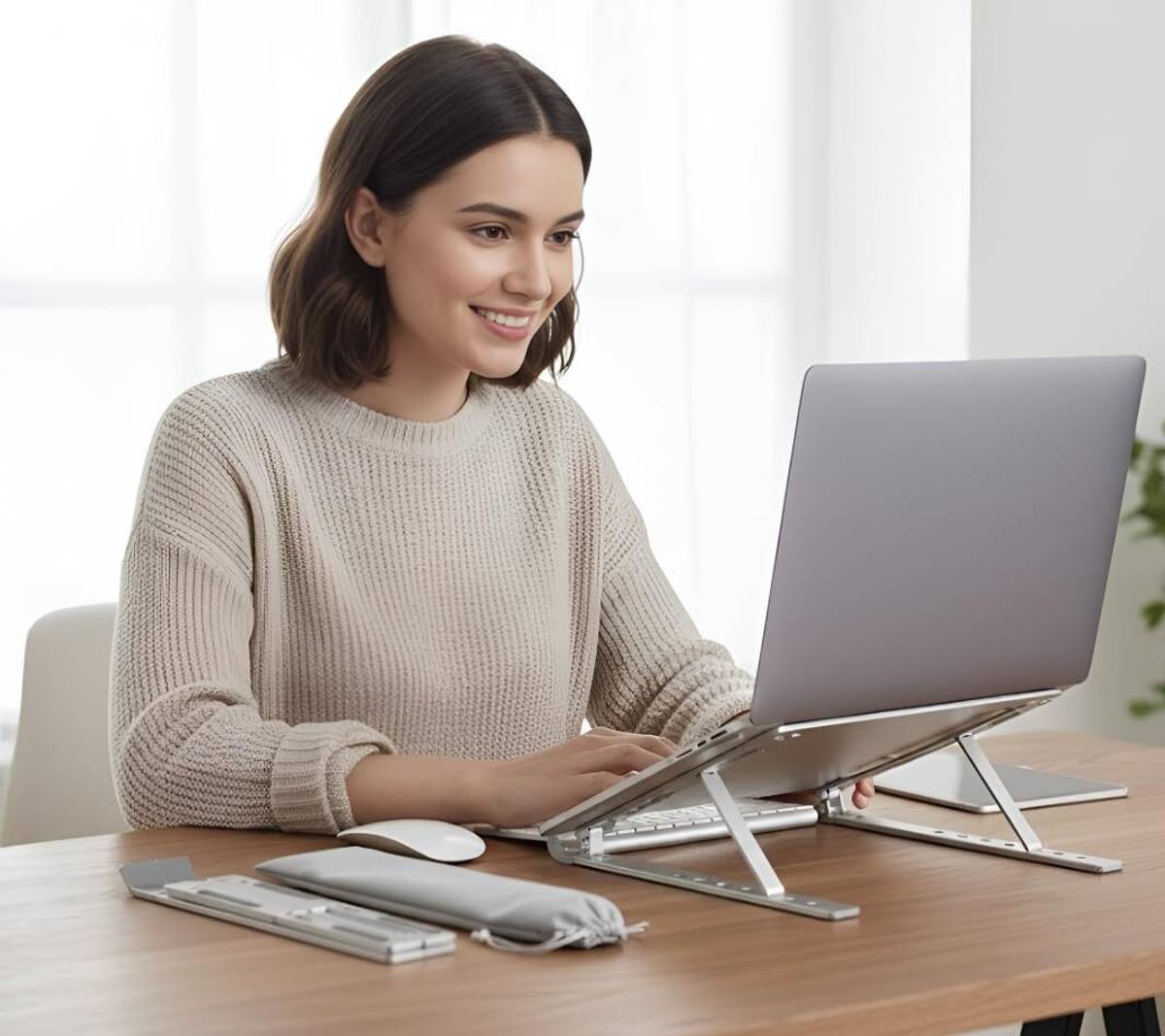TRYLA Laptop Stand for Desk |Ventilated Laptop Holder for Office, Home, Study & Aluminium Rotatable Laptop Stand with Adjustable Height Compatible with Universal Laptops — photo 4