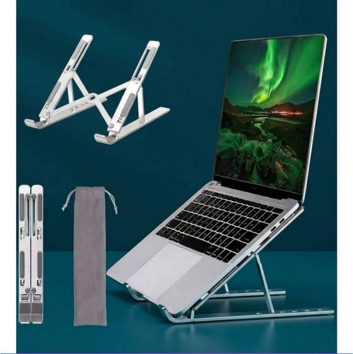HB ENTERPRISE Laptop Aluminium Stand_53 Aluminium Rotatable Laptop Stand with Adjustable Height Compatible with Universal Laptops