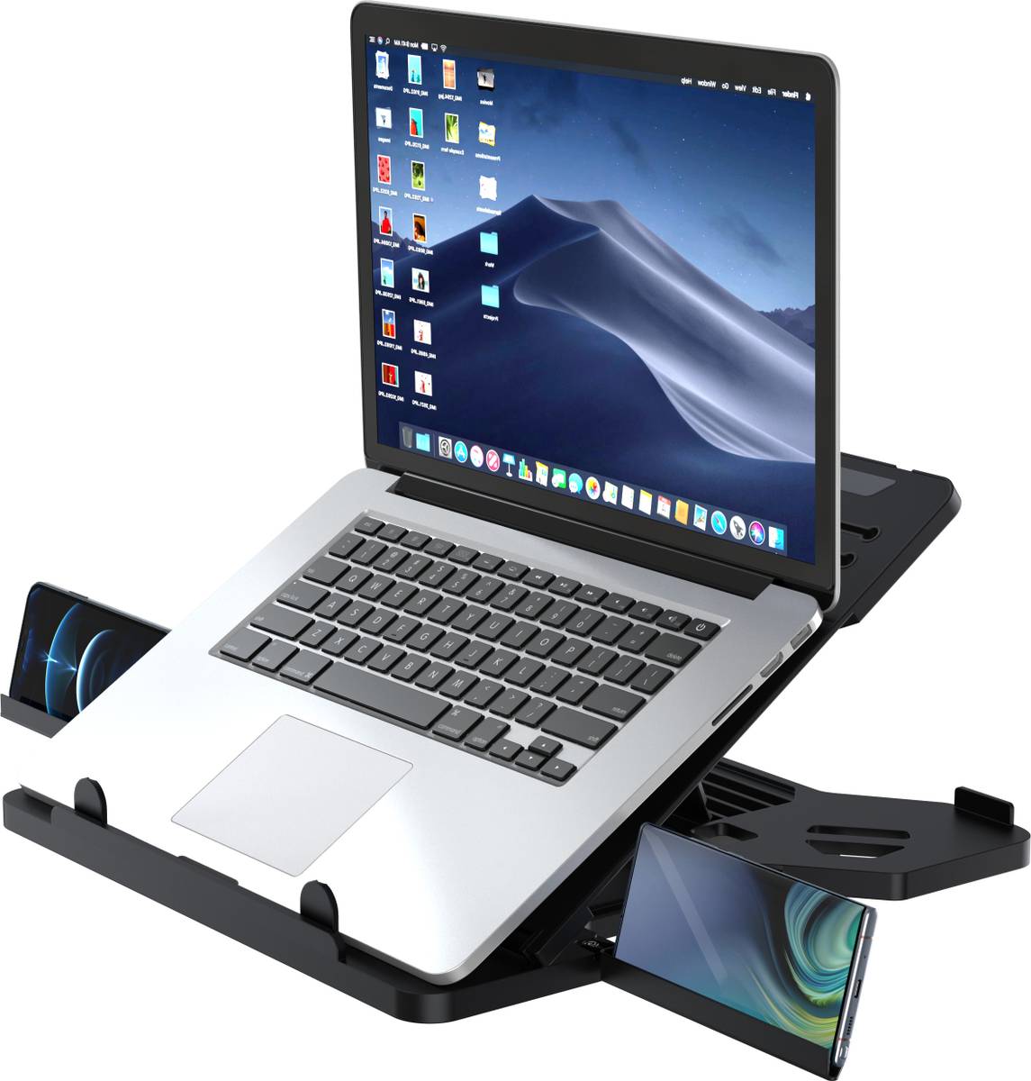 ELV DIRECT Adjustable Foldable Laptop Stand with 2 Attached Phone Stands ABSLAPSTNDBLK11 Plastic Laptop Stand with Adjustable Height Compatible with Universal Laptops — photo 4