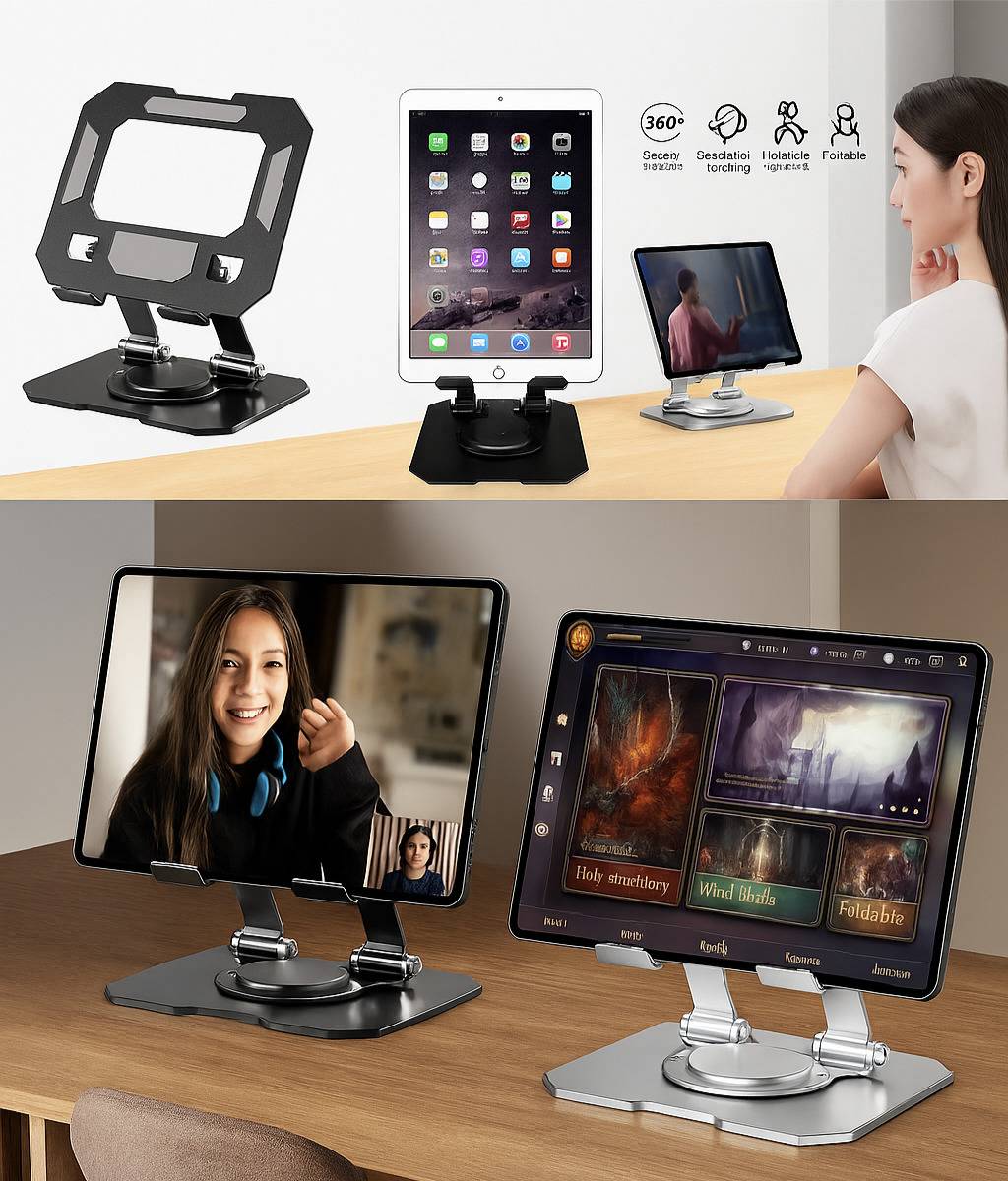 Adjustable Metal Tablet & Mobile Stand 360° Adjustable Metal Tablet & Mobile Stand Aluminium Rotatable Laptop Stand with Adjustable Height Compatible with Universal Laptops — photo 3