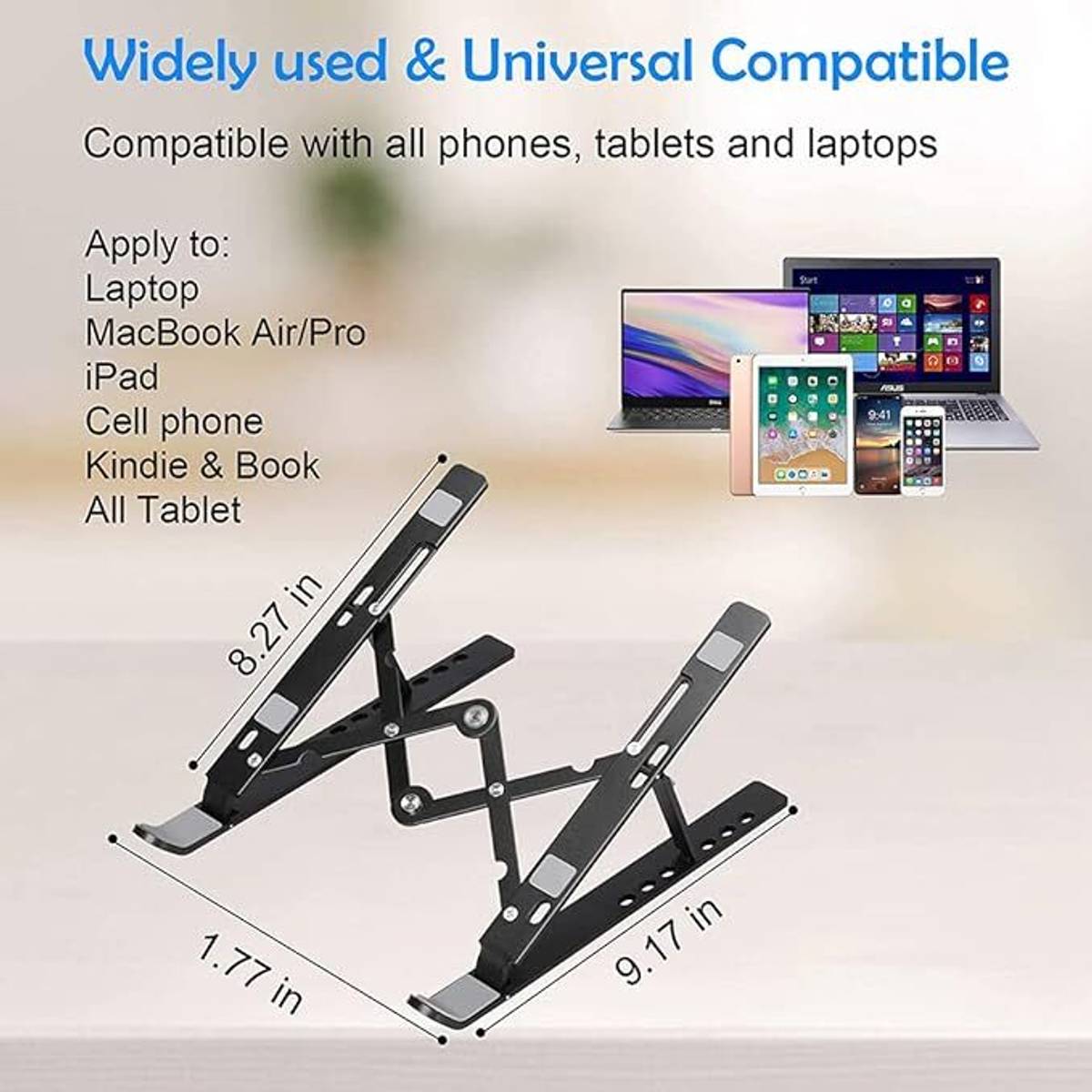 Flipkart SmartBuy Stainless Steel Laptop Stand Adjustable and Foldable Aluminium Rotatable Laptop Stand with Adjustable Height Compatible with Universal Laptops — photo 3