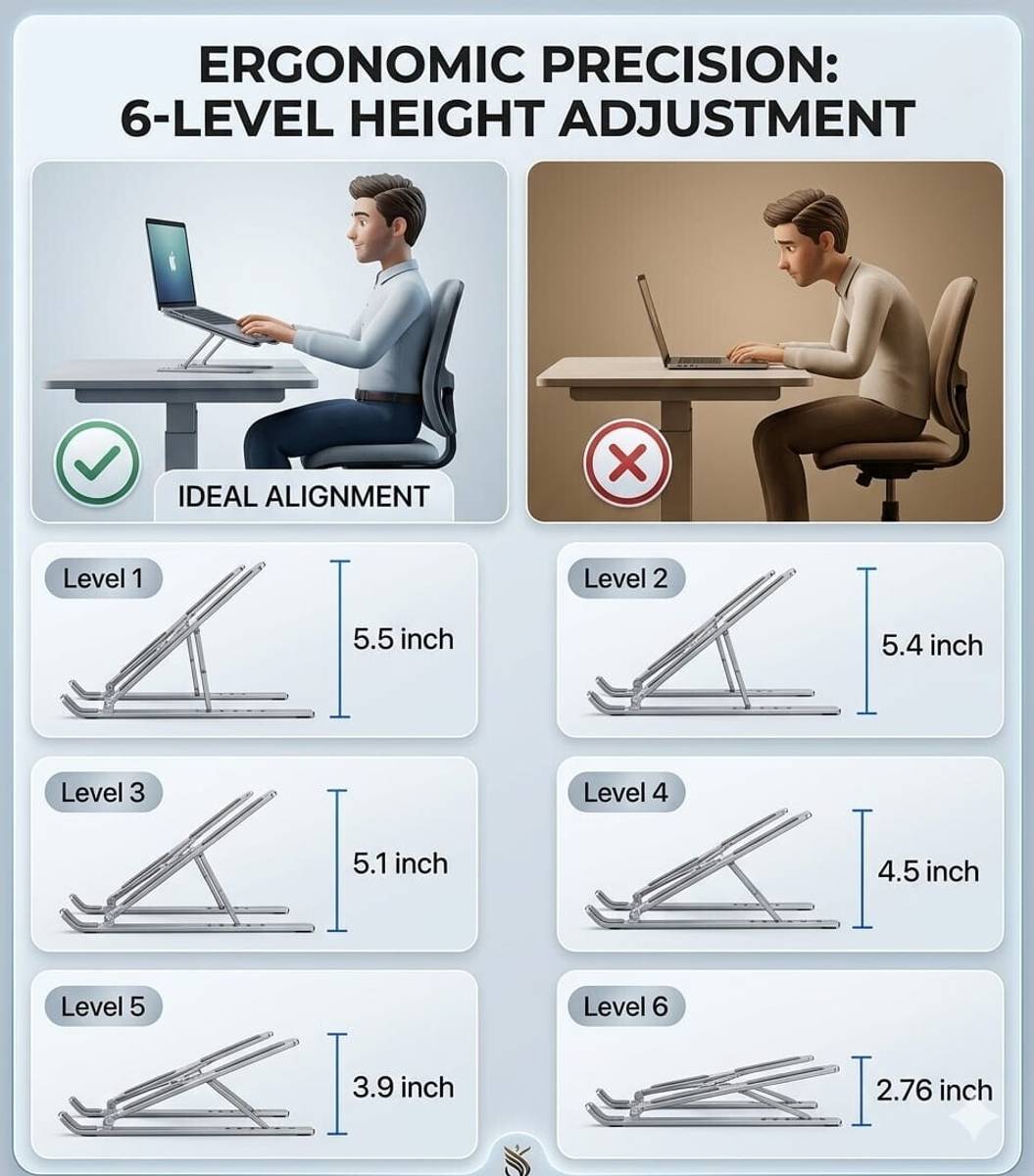 Laptop Stand With Cleaning Kit Laptop stand with Cleaning Kit Aluminium Laptop Stand with Adjustable Height Compatible with Universal Laptops — photo 5