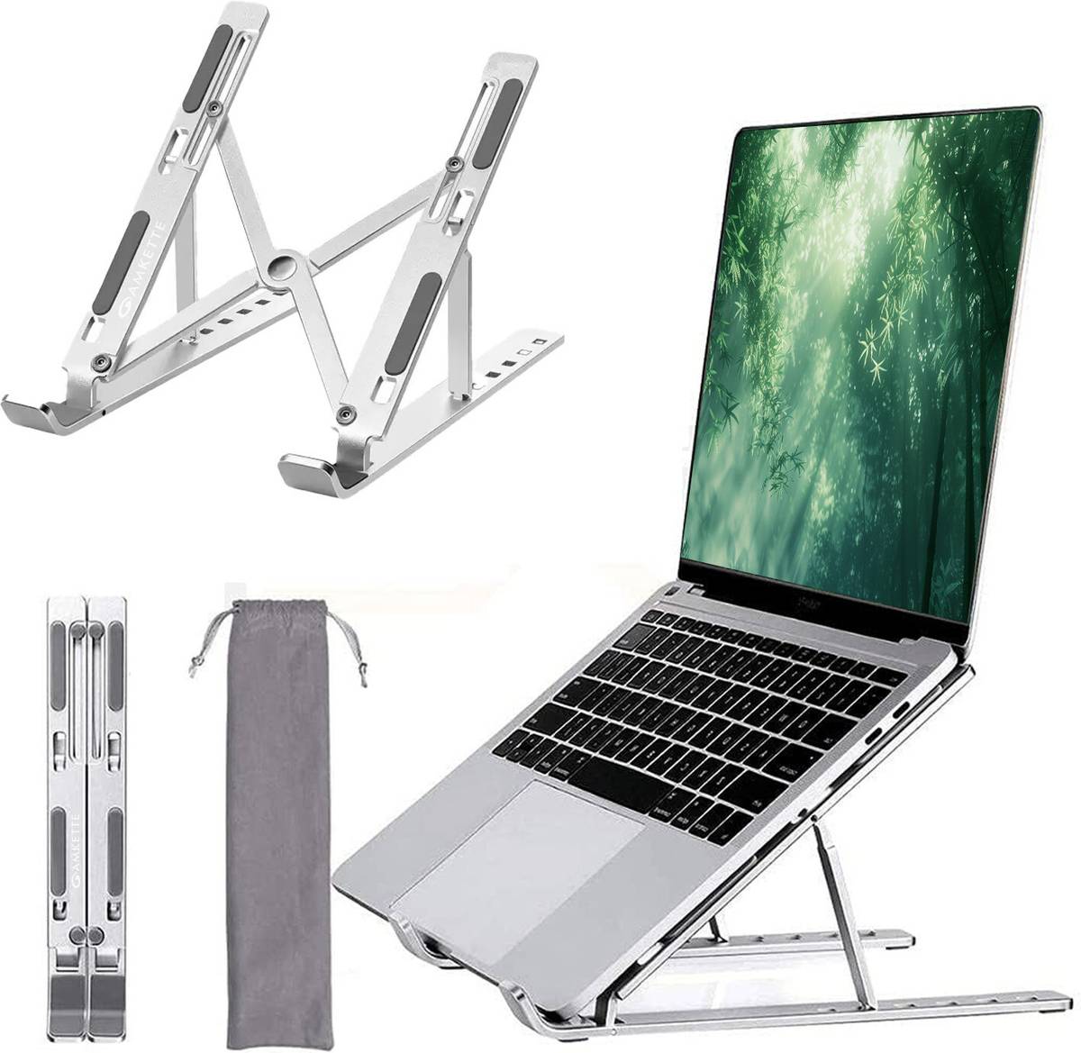 AMKETTE Ergo Fold X Aluminium Alloy Portable 15.6 inches Aluminium Laptop Stand with Adjustable Height Compatible with Universal Laptops