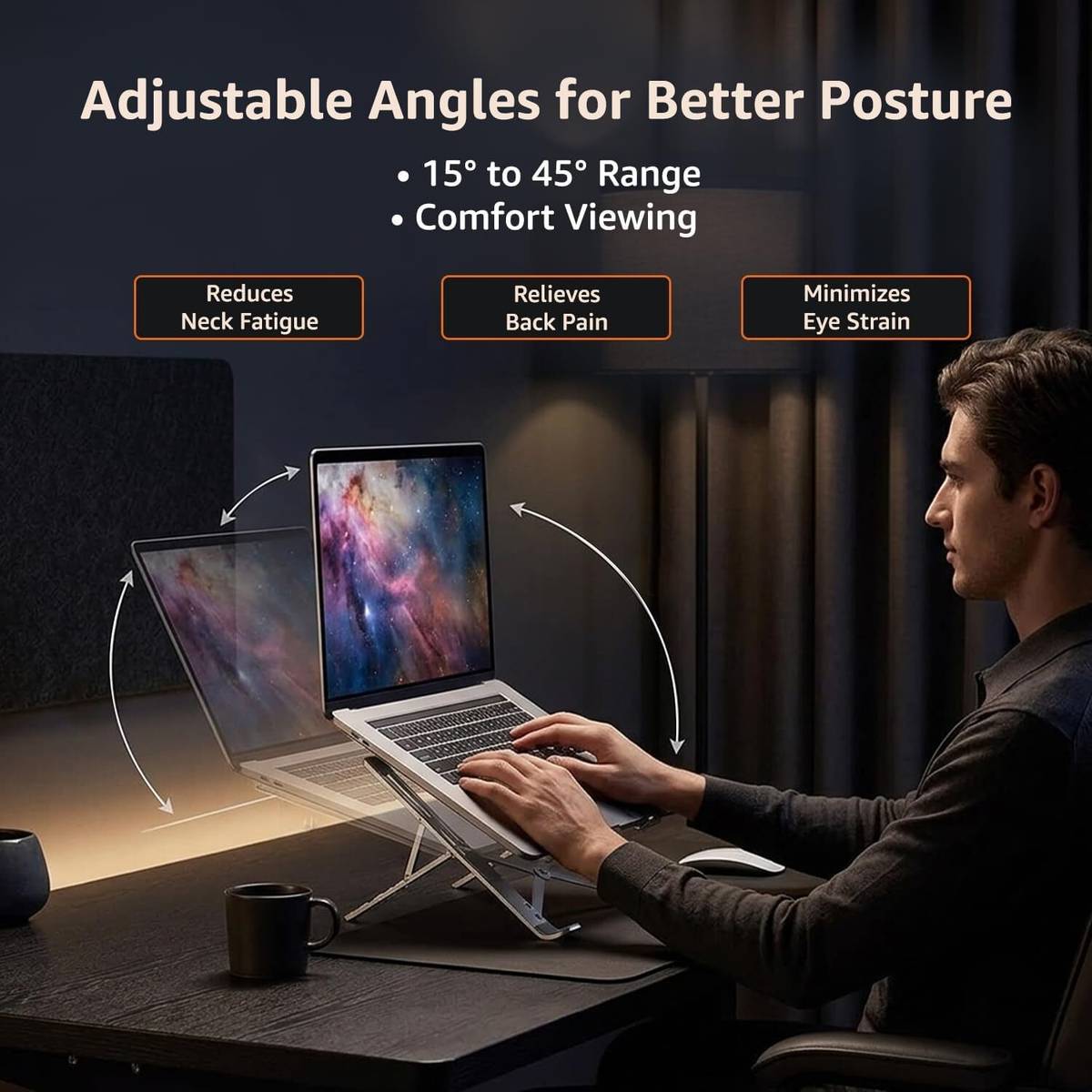 HRMEnterprise16 FlexiLift Pro Adjustable Aluminium Foldable Ergonomic Laptop Stand Laptop Stand Aluminium Laptop Stand with Adjustable Height Compatible with 26 - 35 cm Laptops — photo 4