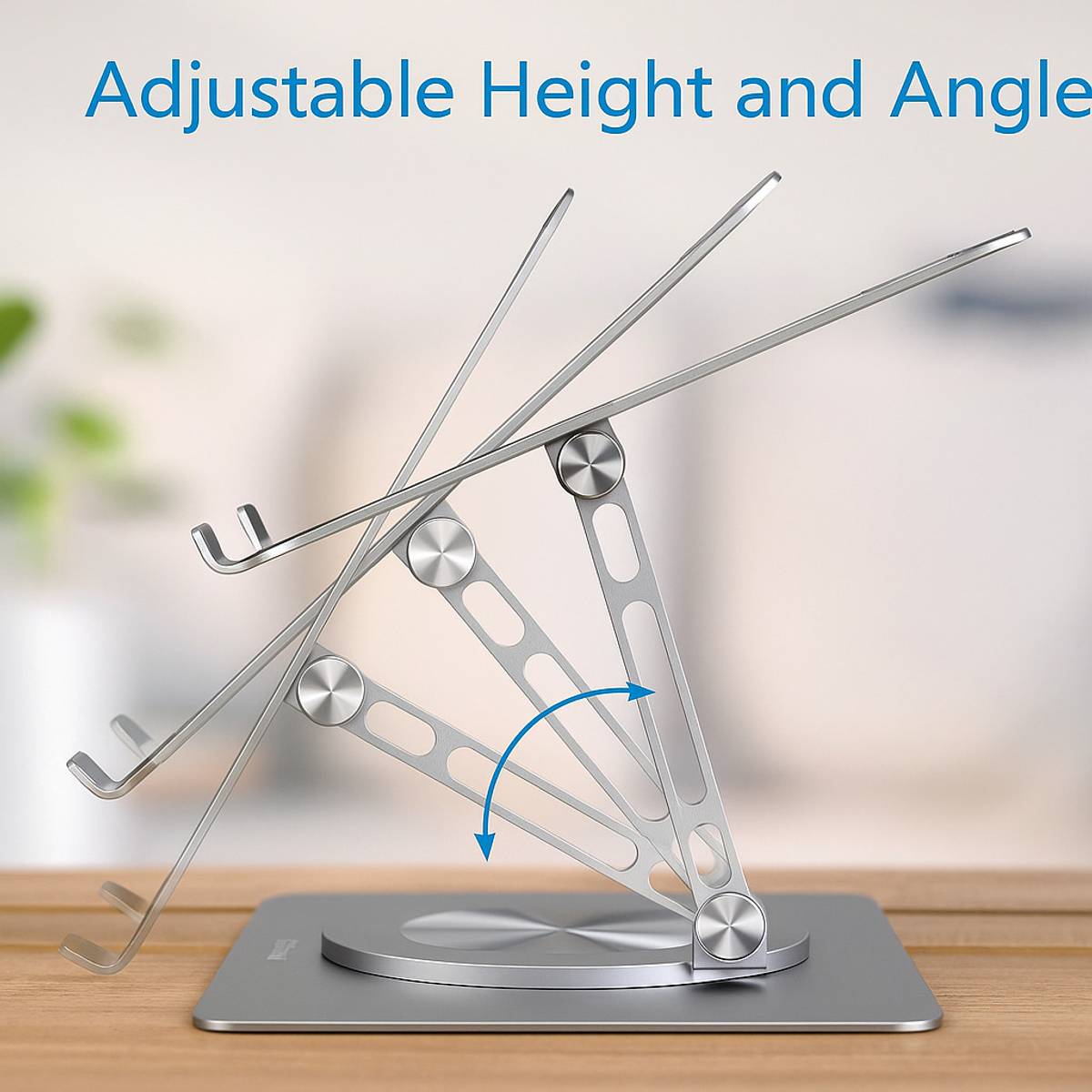 Adjustable Metal Tablet & Mobile Stand 360° Adjustable Metal Tablet & Mobile Stand Aluminium Rotatable Laptop Stand with Adjustable Height Compatible with Universal Laptops — photo 2