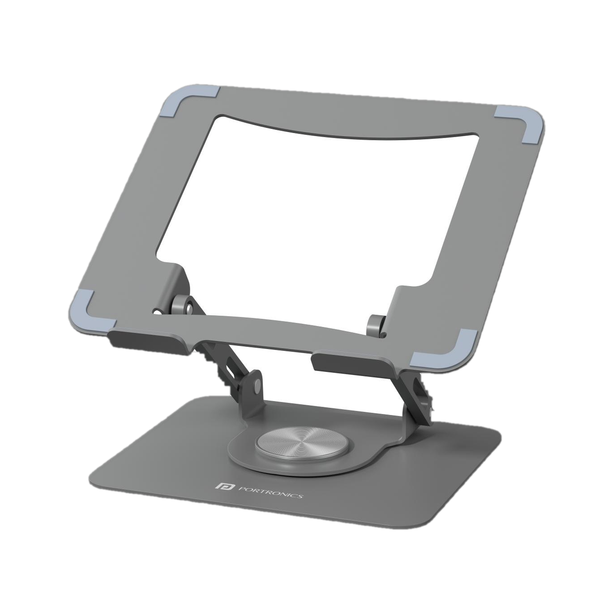 Portronics My Buddy K9 Adjustable Height - 360 Rotating Base Steel Rotatable Laptop Stand with Adjustable Height Compatible with Universal Laptops