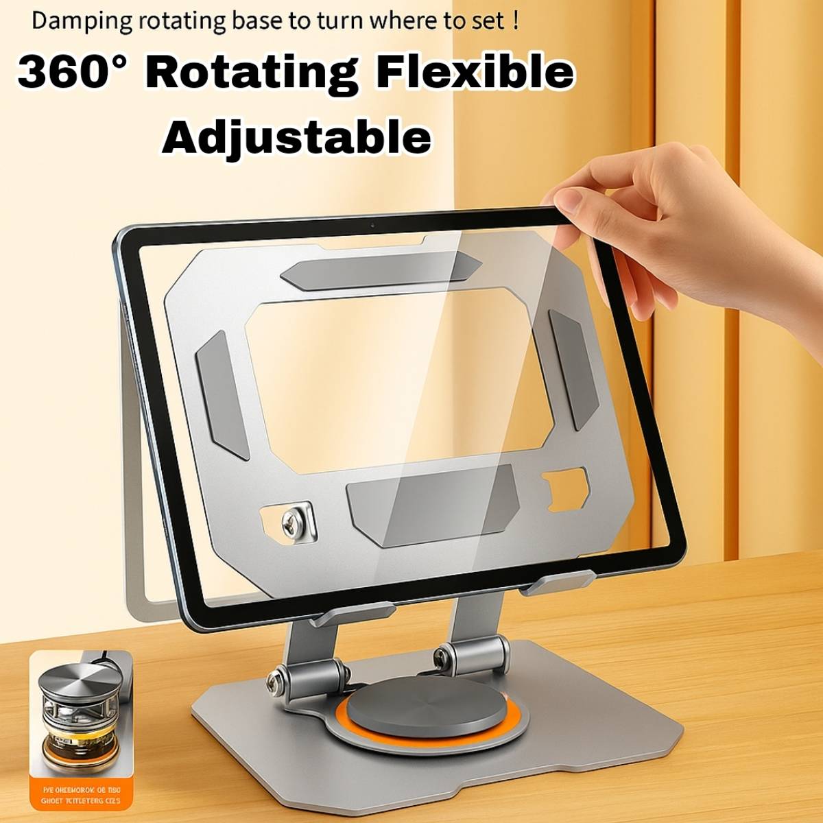 Adjustable Metal Tablet & Mobile Stand 360° Adjustable Metal Tablet & Mobile Stand Aluminium Rotatable Laptop Stand with Adjustable Height Compatible with Universal Laptops — photo 4
