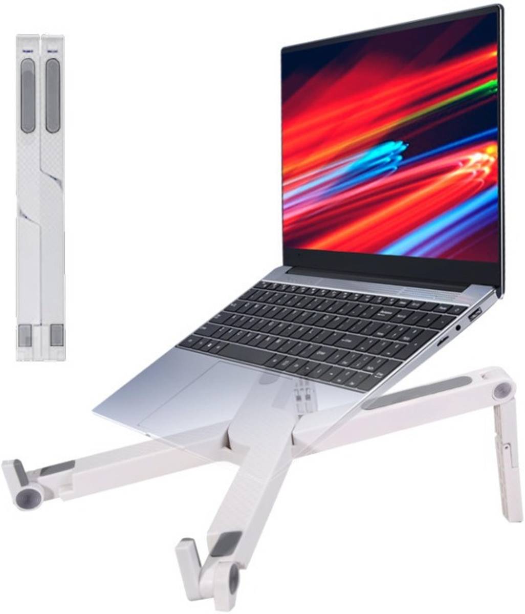 AirSound Foldable Laptop Stand – 2-Level Adjustable Height, Ventilated Plastic Rotatable Laptop Stand with Adjustable Height Compatible with Universal Laptops