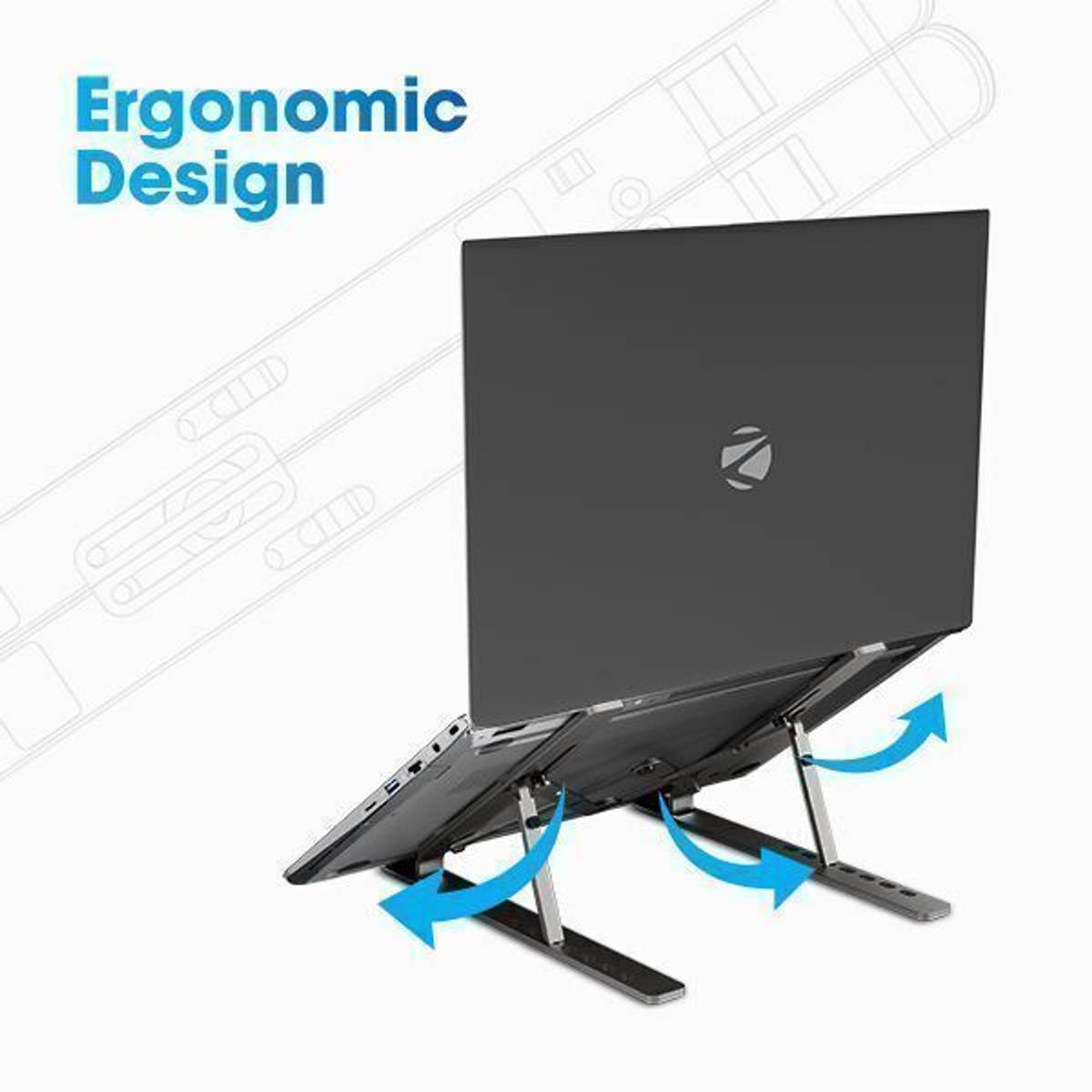 ZEBRONICS ZEB-NS2000 ZEB-NS2000 Aluminium Laptop Stand with Adjustable Height with Rubber Pads and 6 Adjustable Levels- Compatible with 40 - 44cm Laptops — photo 2