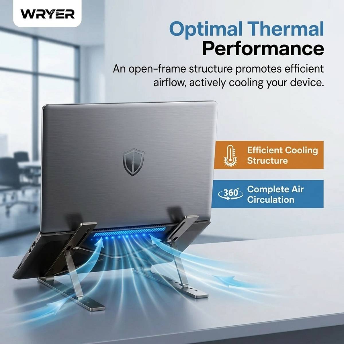 kpc comfort nf Universal Adjustable Aluminium Laptop Stand for Desk with Cooling Laptop Stand Aluminium Desk Stand Rotatable Laptop Stand with Adjustable Height Compatible with Universal Laptops — photo 2