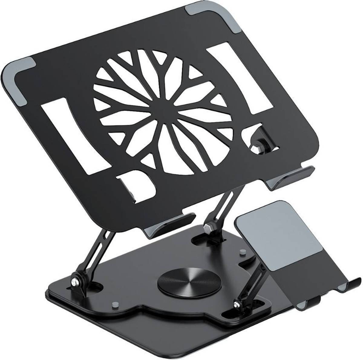 360° Rotating 2-in-1 laptop and Mobile Phone adjustable Folding Desktop stand Carbon Steel Rotatable Laptop Stand with Adjustable Height Compatible with Universal Laptops