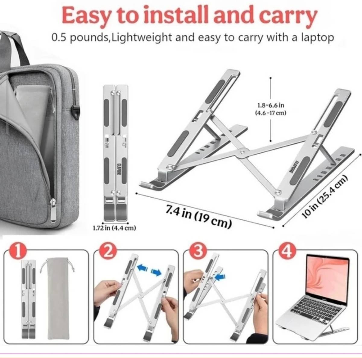 HB ENTERPRISE Laptop Aluminium Stand_7 Aluminium Rotatable Laptop Stand with Adjustable Height Compatible with Universal Laptops — photo 4