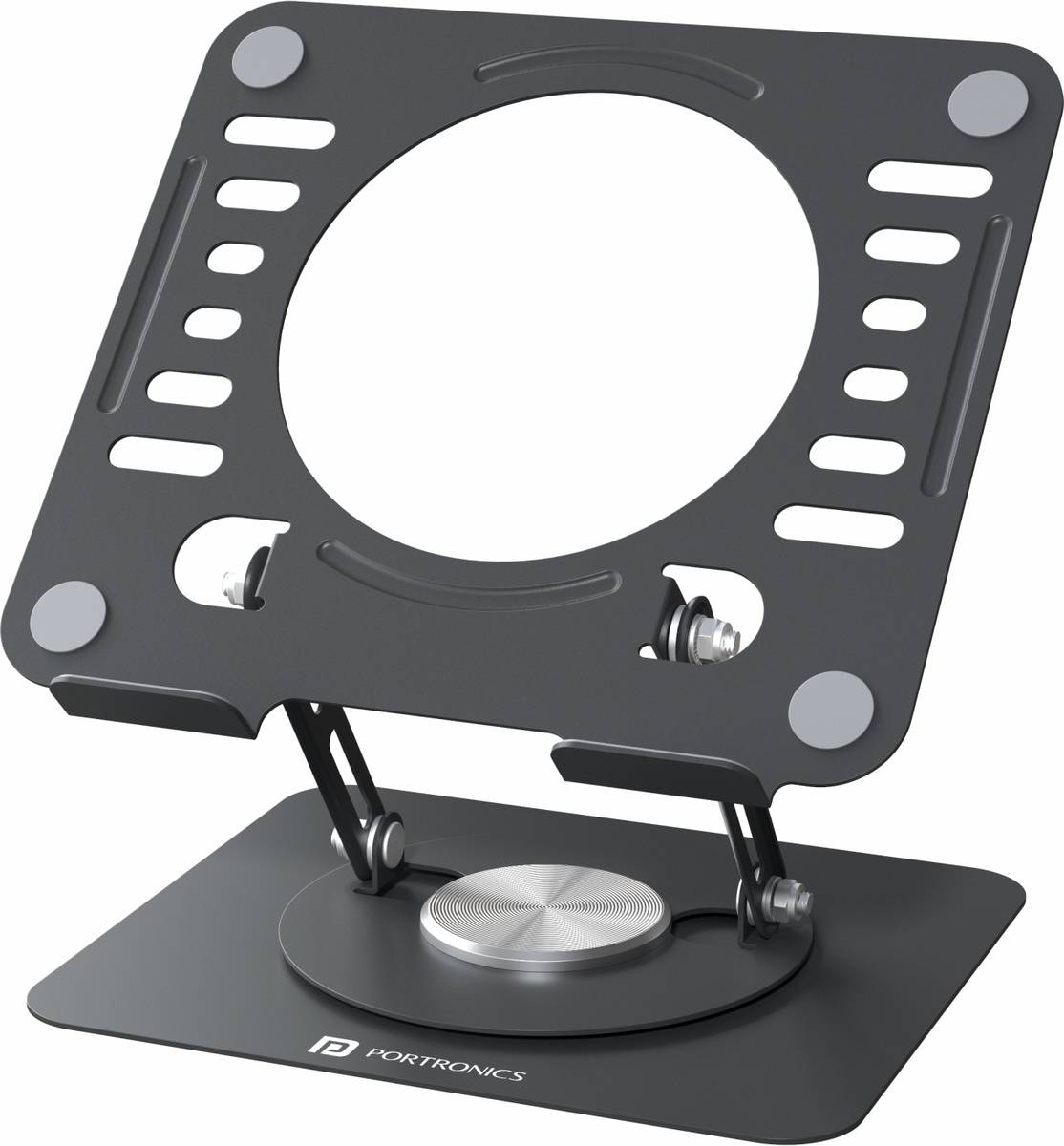Portronics My Buddy K9 Lite, Height Adjustable & 360° Rotating Metal Laptop Stand POR-3260 Carbon Steel Desk Stand Rotatable Laptop Stand with Adjustable Height Compatible with Universal Laptops