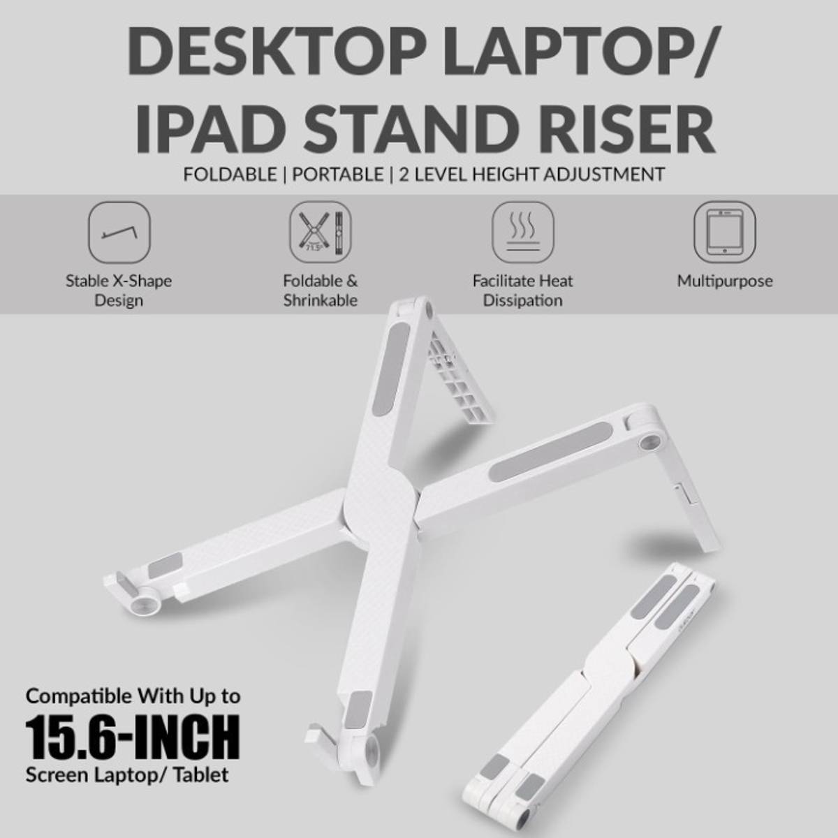 AirSound Foldable Laptop Stand – 2-Level Adjustable Height, Ventilated Plastic Rotatable Laptop Stand with Adjustable Height Compatible with Universal Laptops — photo 2
