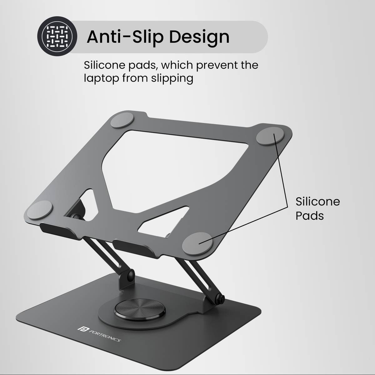 Portronics My Buddy K11 Laptop Stand, 360° Rotation, Adjustable & Foldable, Metal Body POR-2202 Steel Desk Stand Rotatable Laptop Stand with Adjustable Height Compatible with Universal Laptops — photo 5