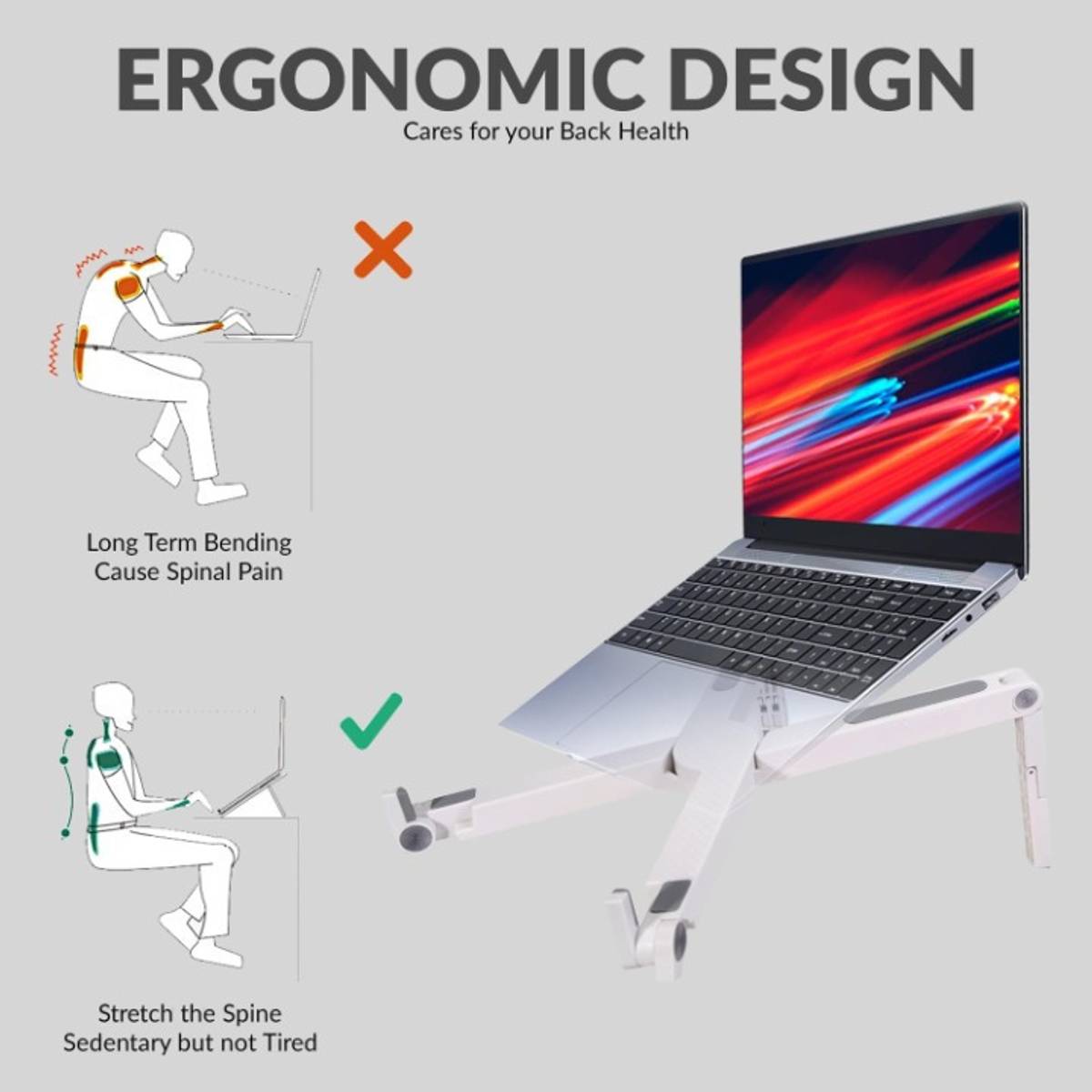 AirSound Foldable Laptop Stand – 2-Level Adjustable Height, Ventilated Plastic Rotatable Laptop Stand with Adjustable Height Compatible with Universal Laptops — photo 4