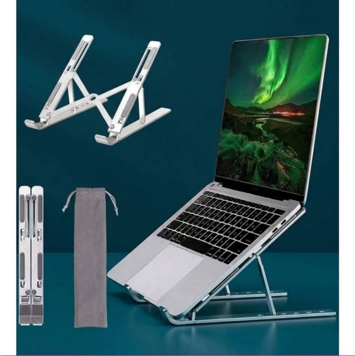 gifthub Laptop Aluminium Stand_45 Aluminium Rotatable Laptop Stand with Adjustable Height Compatible with Universal Laptops