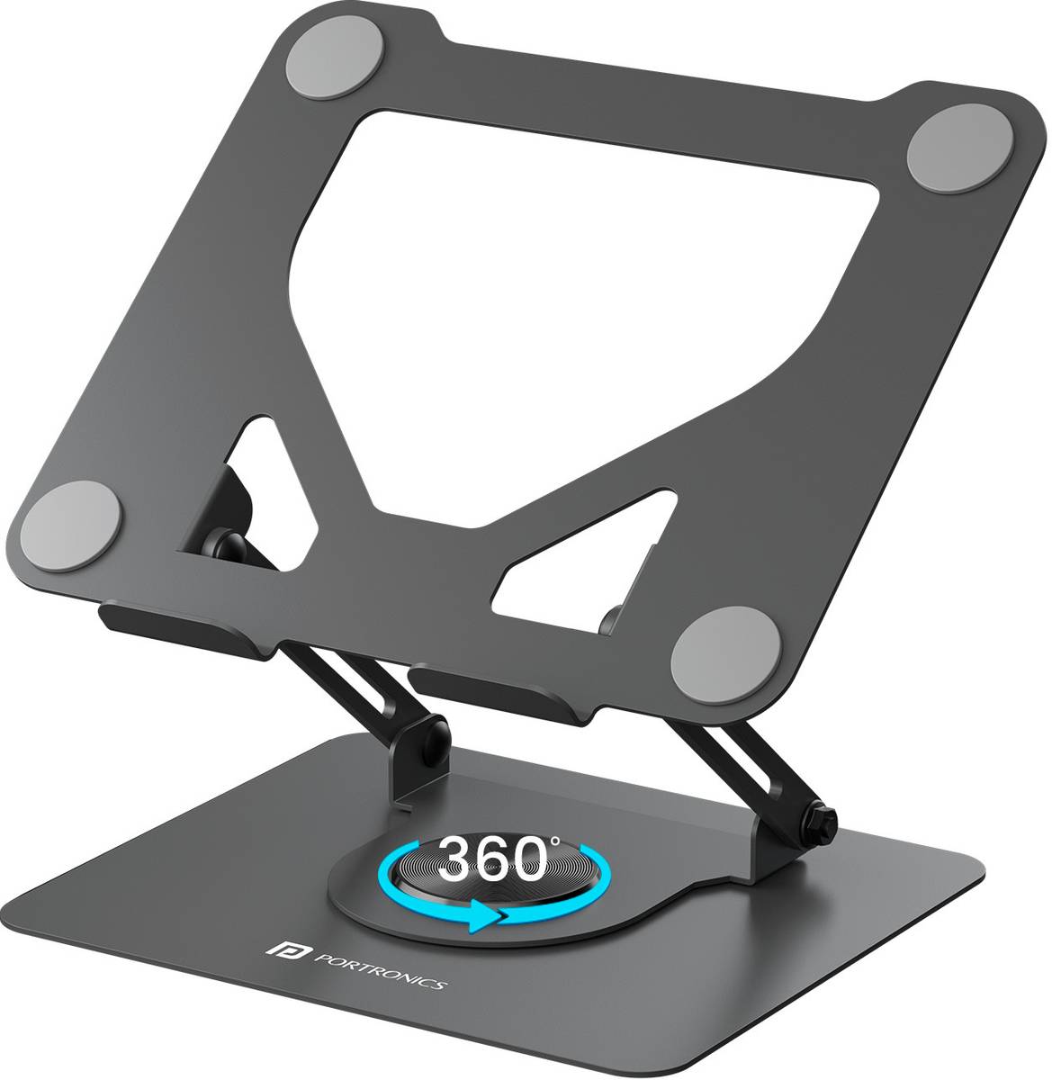 Portronics My Buddy K11 Laptop Stand, 360° Rotation, Adjustable & Foldable, Metal Body POR-2202 Steel Desk Stand Rotatable Laptop Stand with Adjustable Height Compatible with Universal Laptops