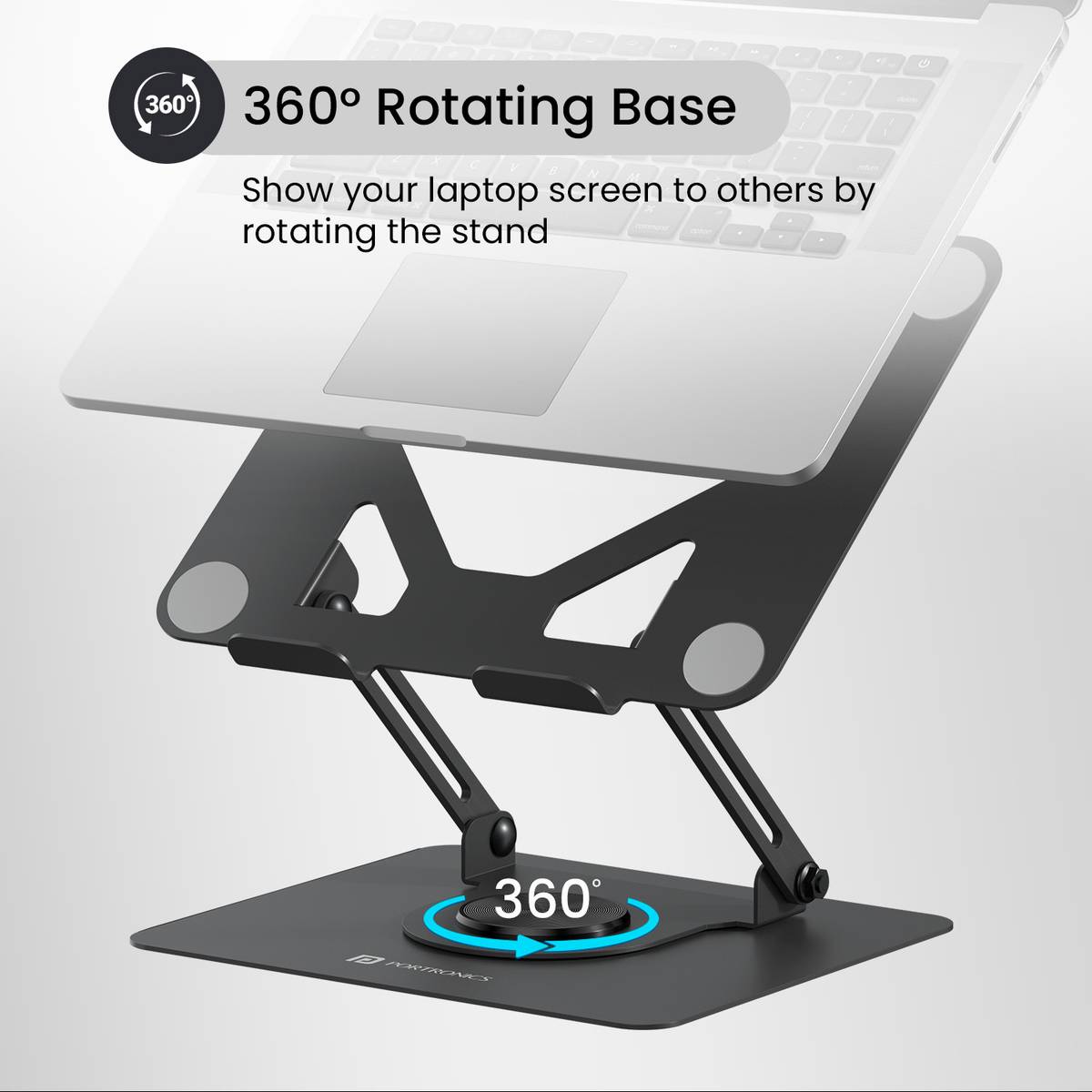 Portronics My Buddy K11 Laptop Stand, 360° Rotation, Adjustable & Foldable, Metal Body POR-2202 Steel Desk Stand Rotatable Laptop Stand with Adjustable Height Compatible with Universal Laptops — photo 2