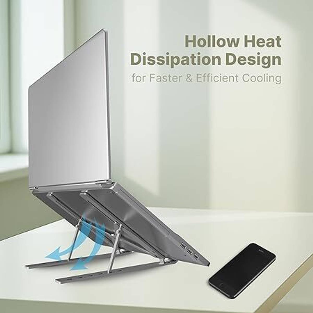 SHIVAM HUB Foldable Aluminum Laptop Adjustable Portable Notebook Cooling Stand for Laptop ALS-FOLD-01 Aluminium Laptop Stand with Adjustable Height Compatible with Universal, 26 - 35 cm, 36 - 39cm, 40 - 44cm Laptops — photo 5