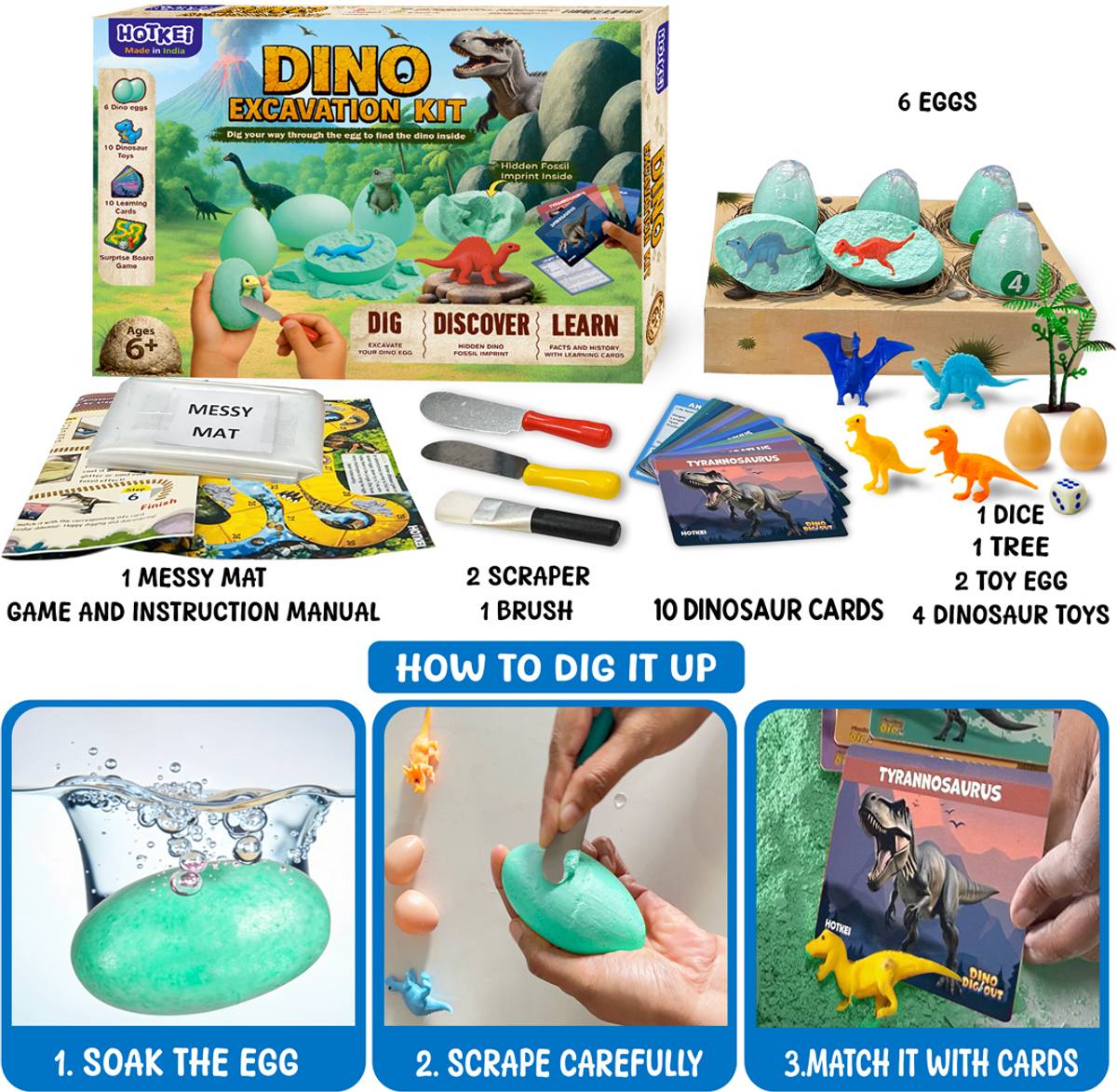 HOTKEI Dinosaur Fossil Egg Excavation Kit Toys Set for Kids Boys Girls 8-12 Digging Kit — photo 2