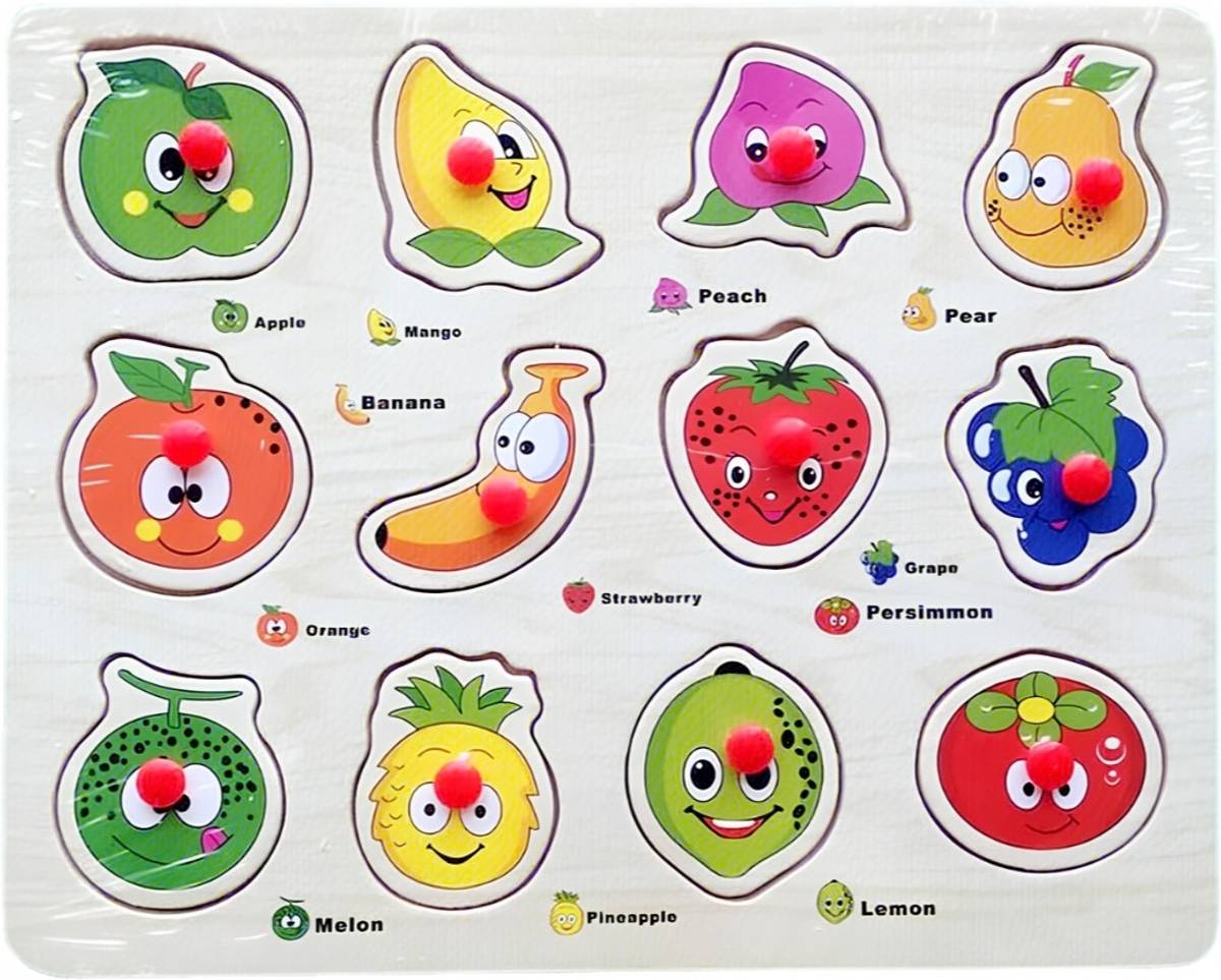 TRIONZA Fruits Puzzle Board for Kids-Educational Knob Puzzle Toy rm158