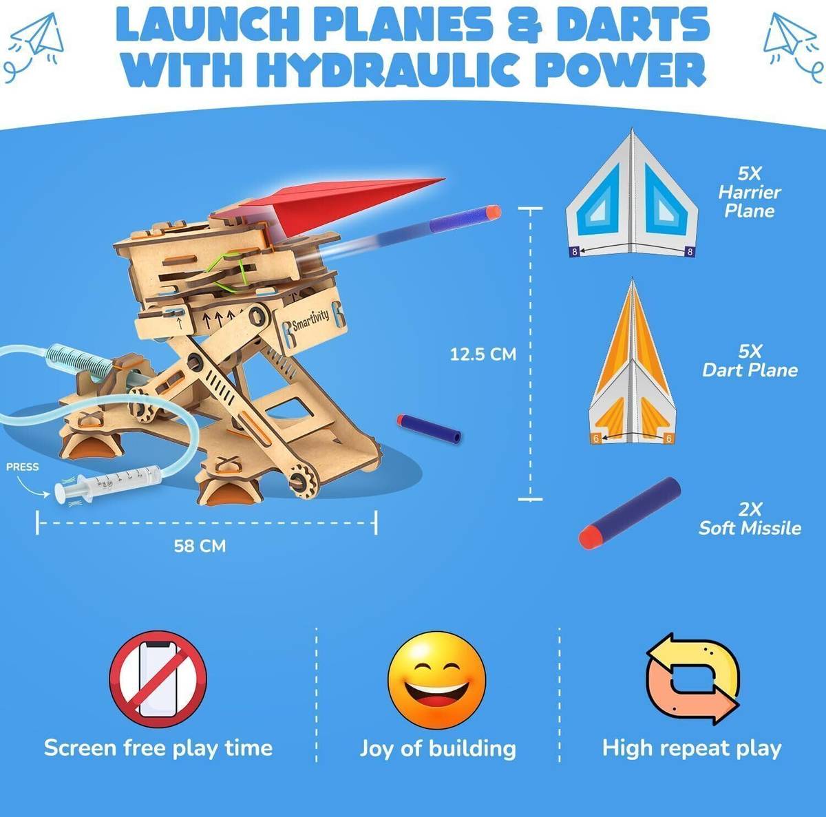 Smartivity Hydraulic Plane Launcher STEM DIY Fun Toy for Kids 6 to 12, Best Gift for Boys & Girls, Educational & Construction based Activity Game, Learn Science Engineering Project, Made in India, By IIT Delhi Alumni — photo 4
