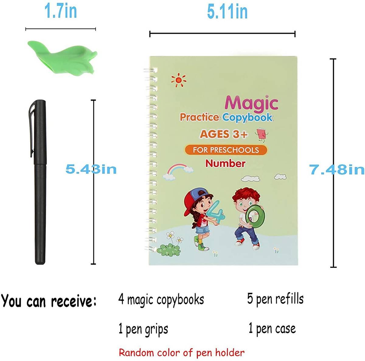 ZRIYOS Magic Practice Copybook (4 BOOK + 10 REFILL + 1 PEN + 1 GRIP) Reusable MagicBook — photo 4