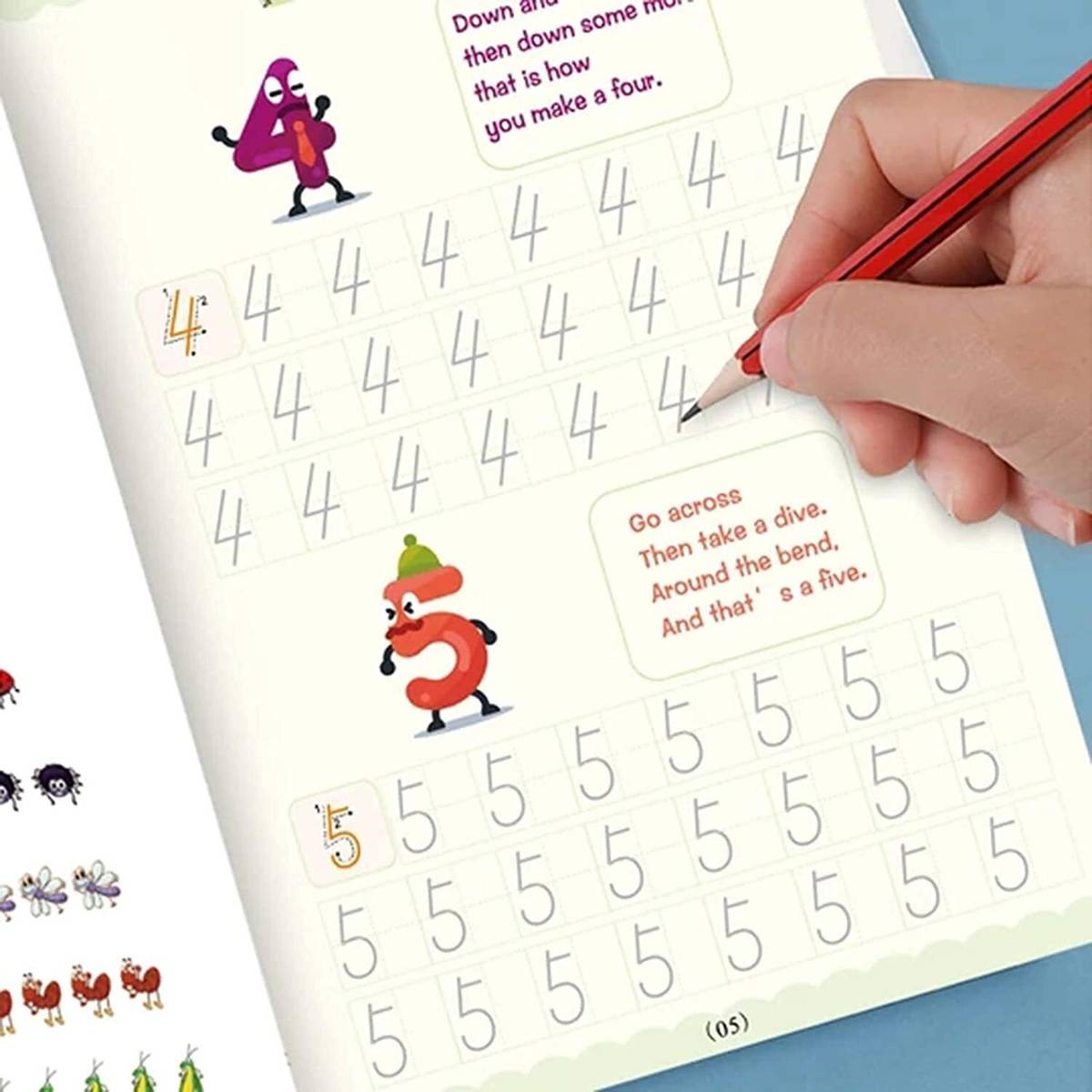 QERINKLE Sank Magic Practice Copybook Number Tracing Book for Preschoolers with Pen — photo 2