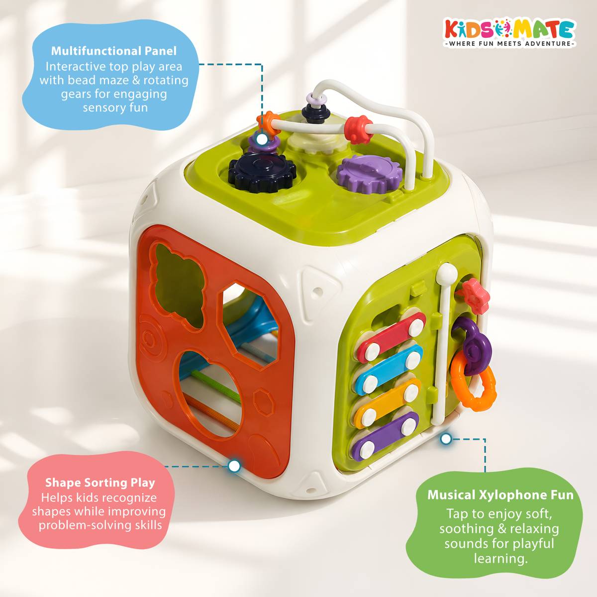 Kidsmate 7 in 1 Montessori Shape Sorter Activity Cube for babies 6 to 18 months — photo 5