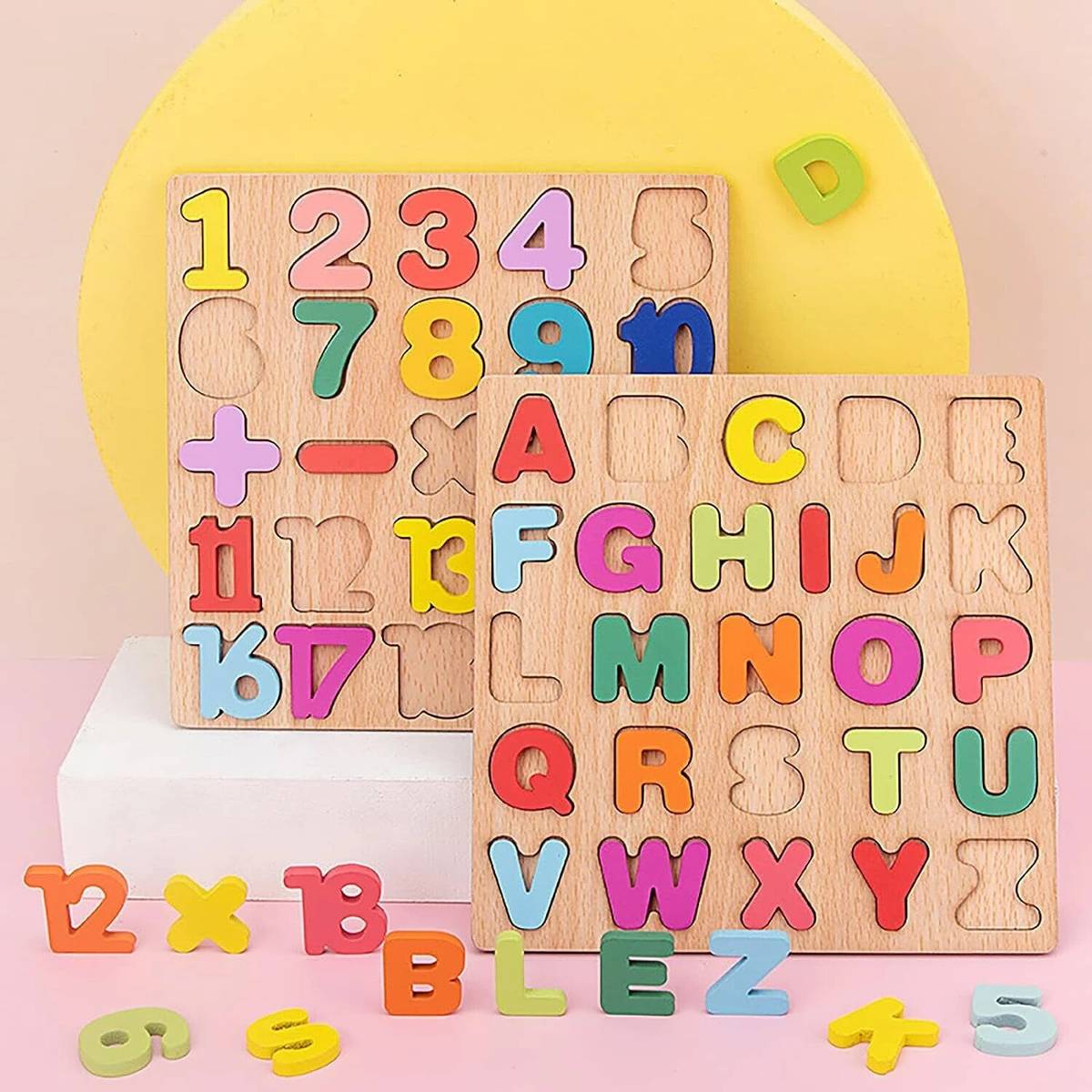 Wooden 3D Capital Alphabets, Numbers, and Shapes Board Puzzle Toy for Kids — photo 2