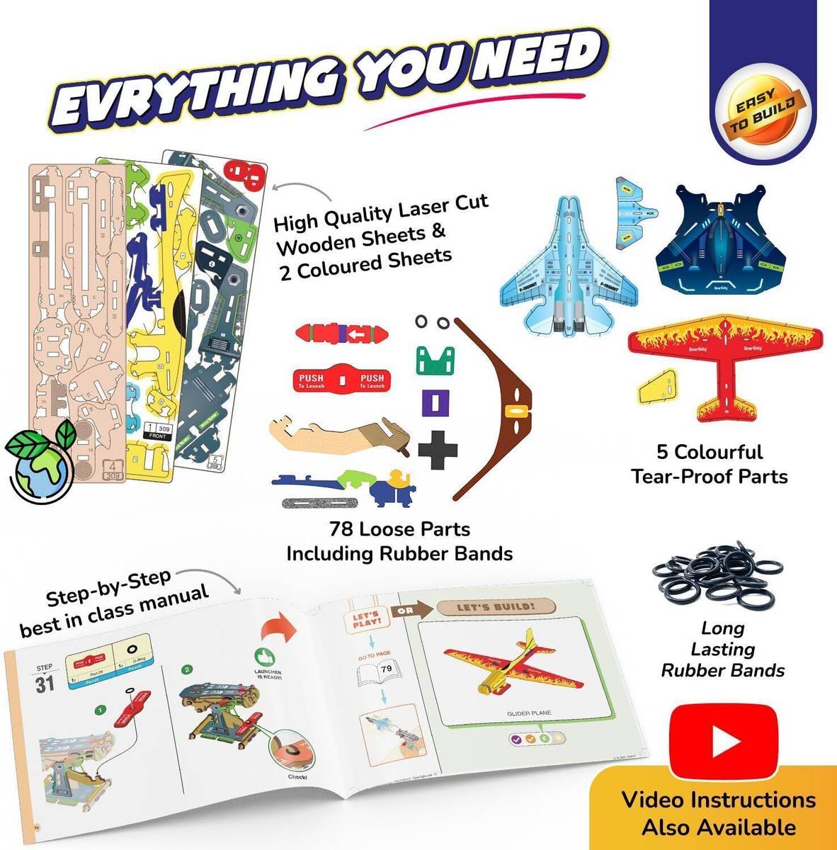 3-in-1 DIY Airplane Launcher Kit for Kids Ages 6-12 Years old Boys & Girls — photo 5