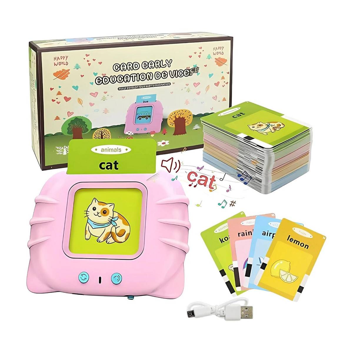 Talking Flashcards โ Double-Sided Rechargeable Learning Educational Toy 1-4 Year