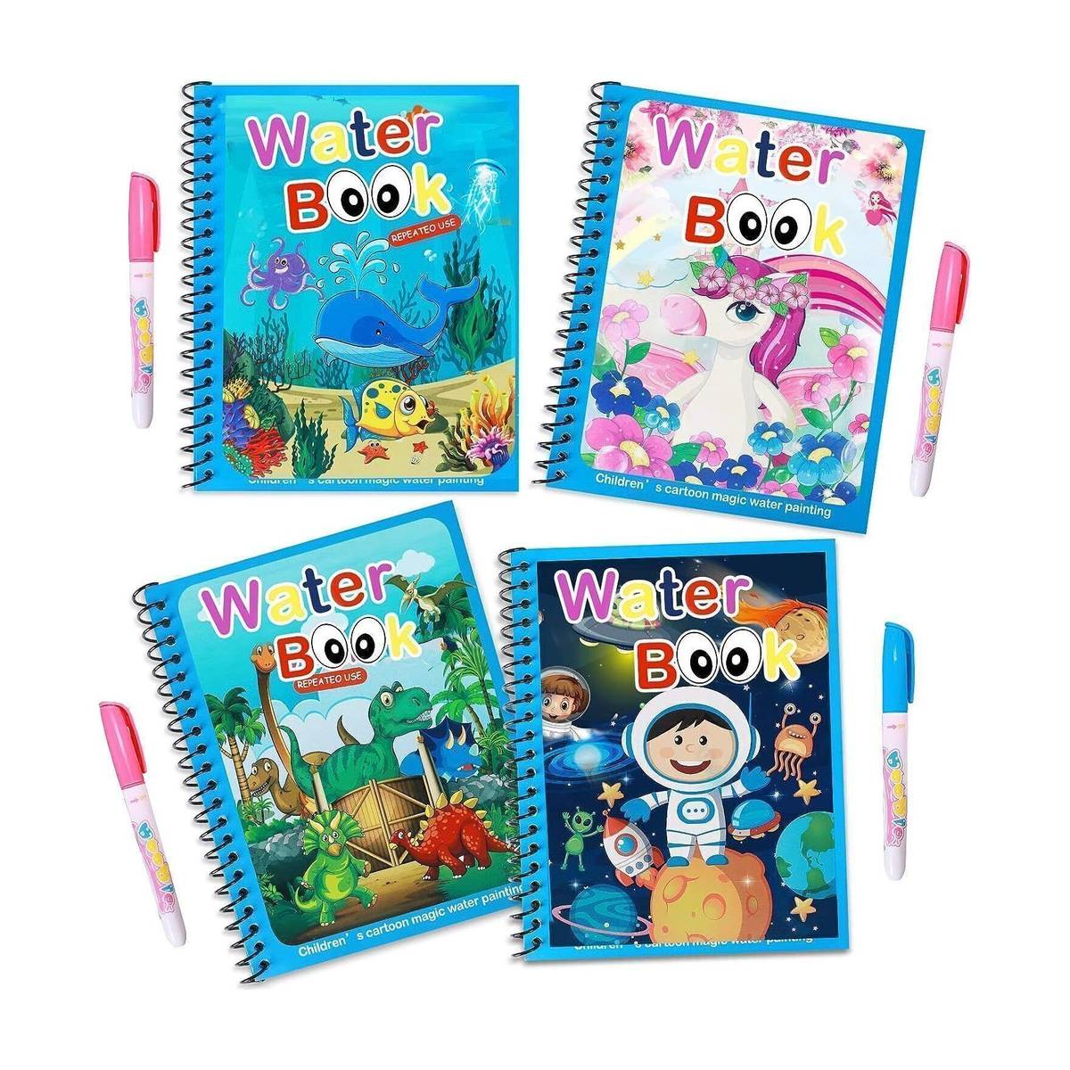 Reusable Magic Water Book for Kids Paint Colouring Drawing Pen Books Combo