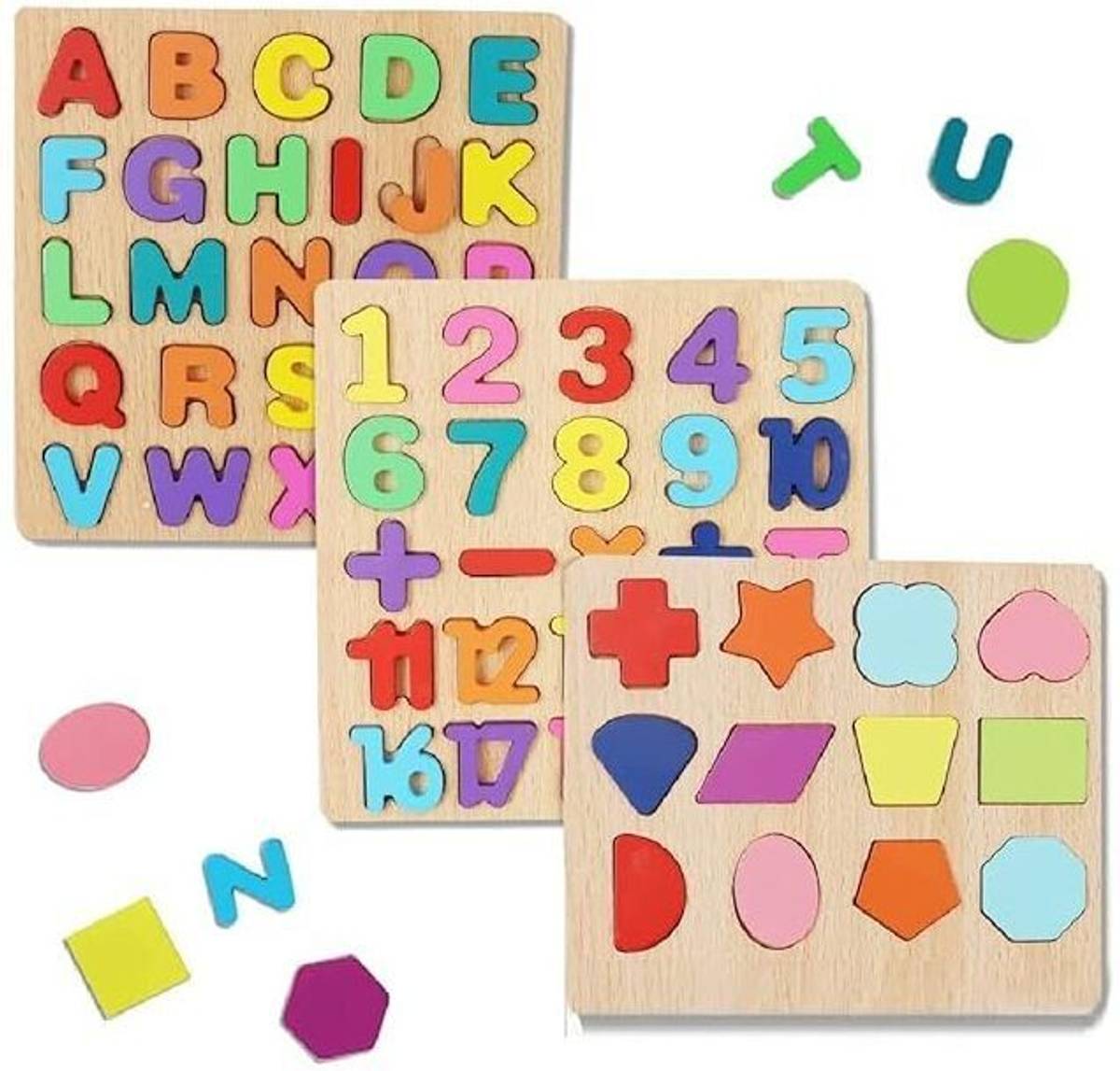 AJDK MART Puzzle Toys for 2 Years Old Boys & Girls (ABCD, Numbers & Shapes)